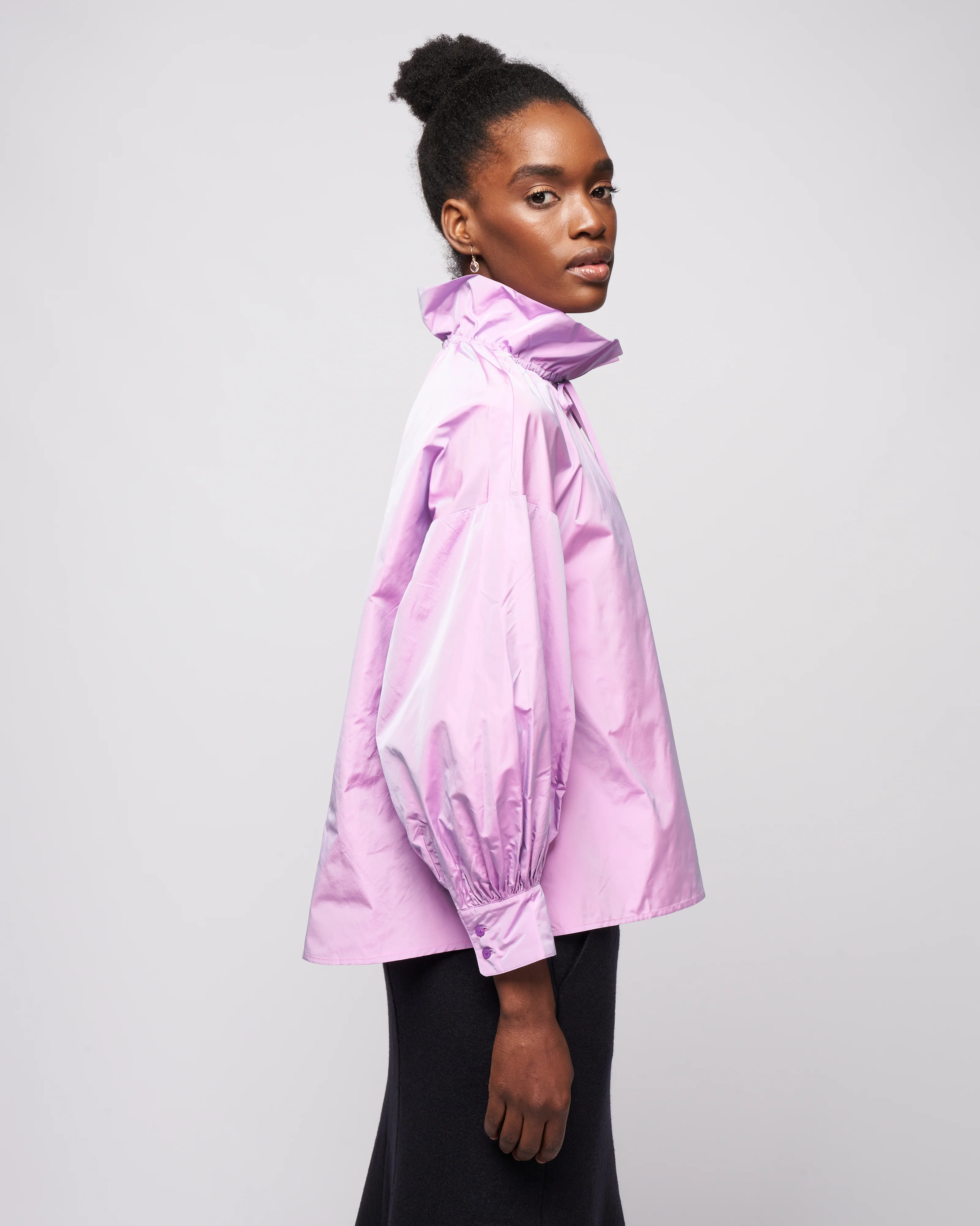 ruffle neck top - lavender - Image 3