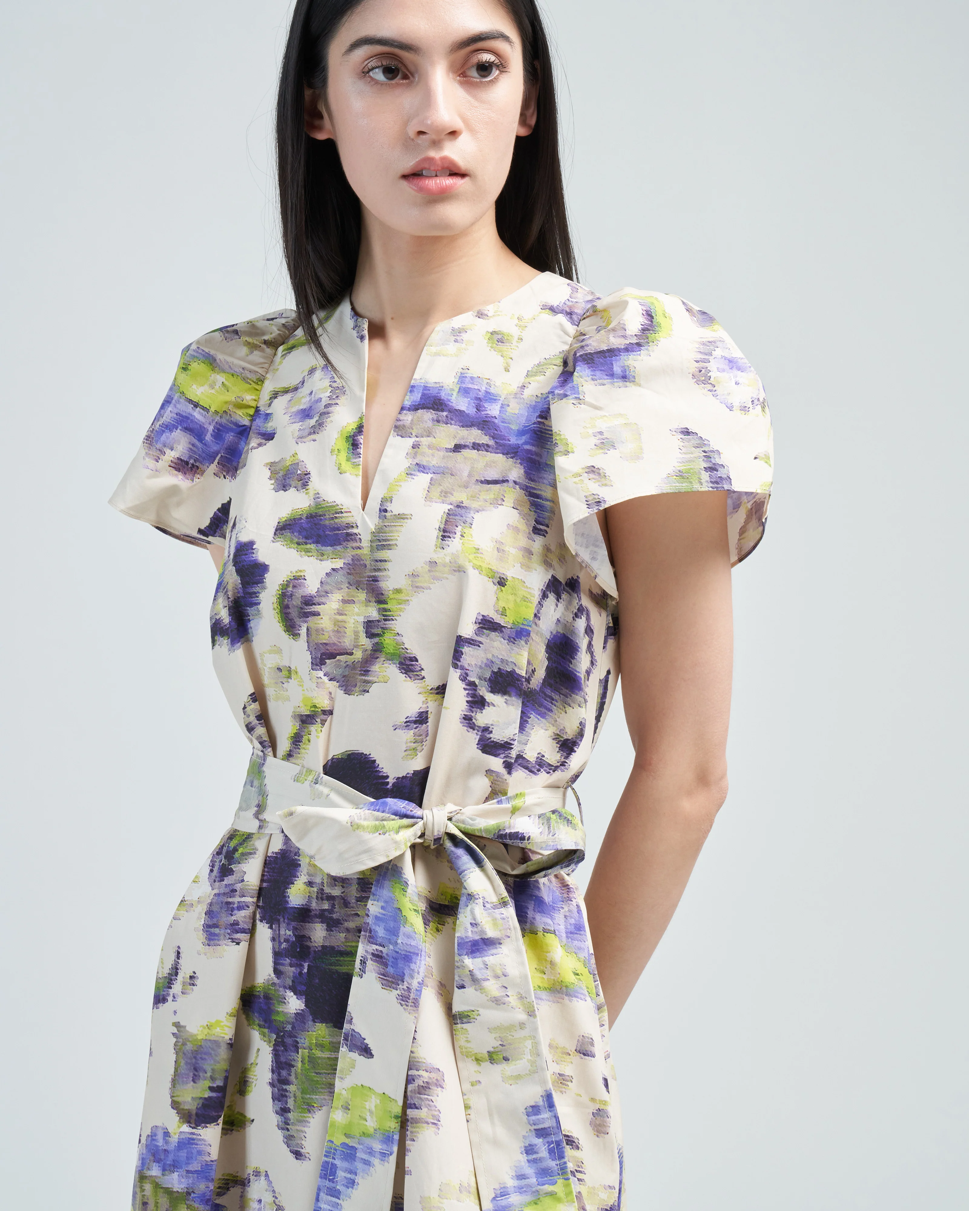 ruffle sleeve printed dress - Image 5