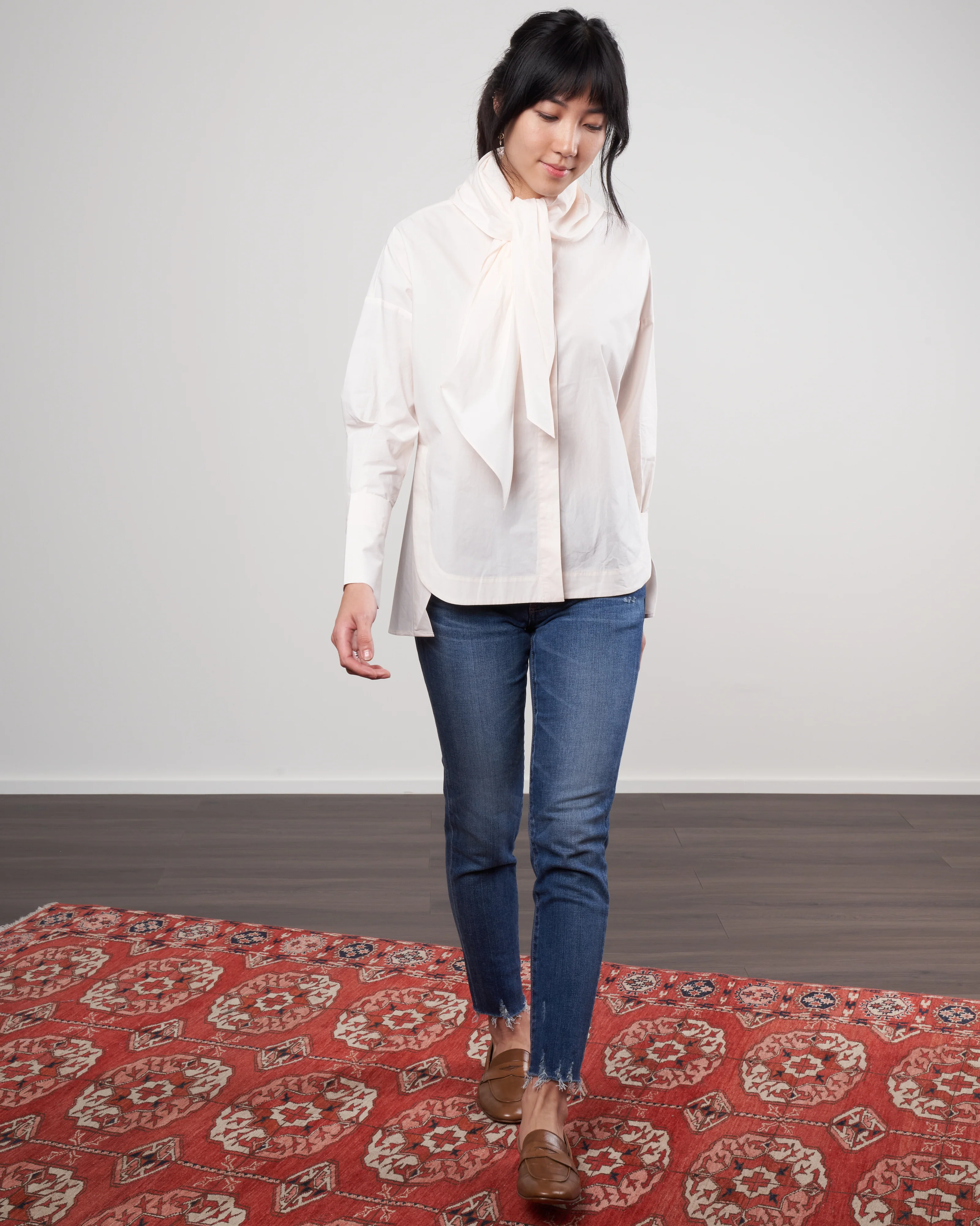 shirt with scarf - ivory - Image 2