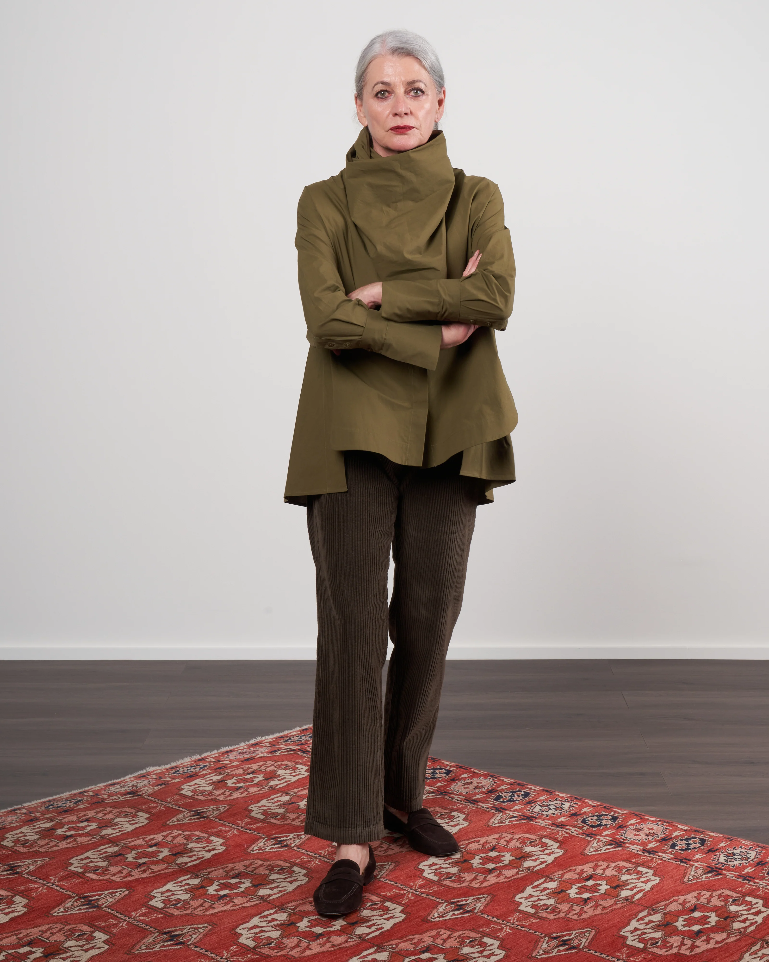 shirt with scarf - khaki - Image 2