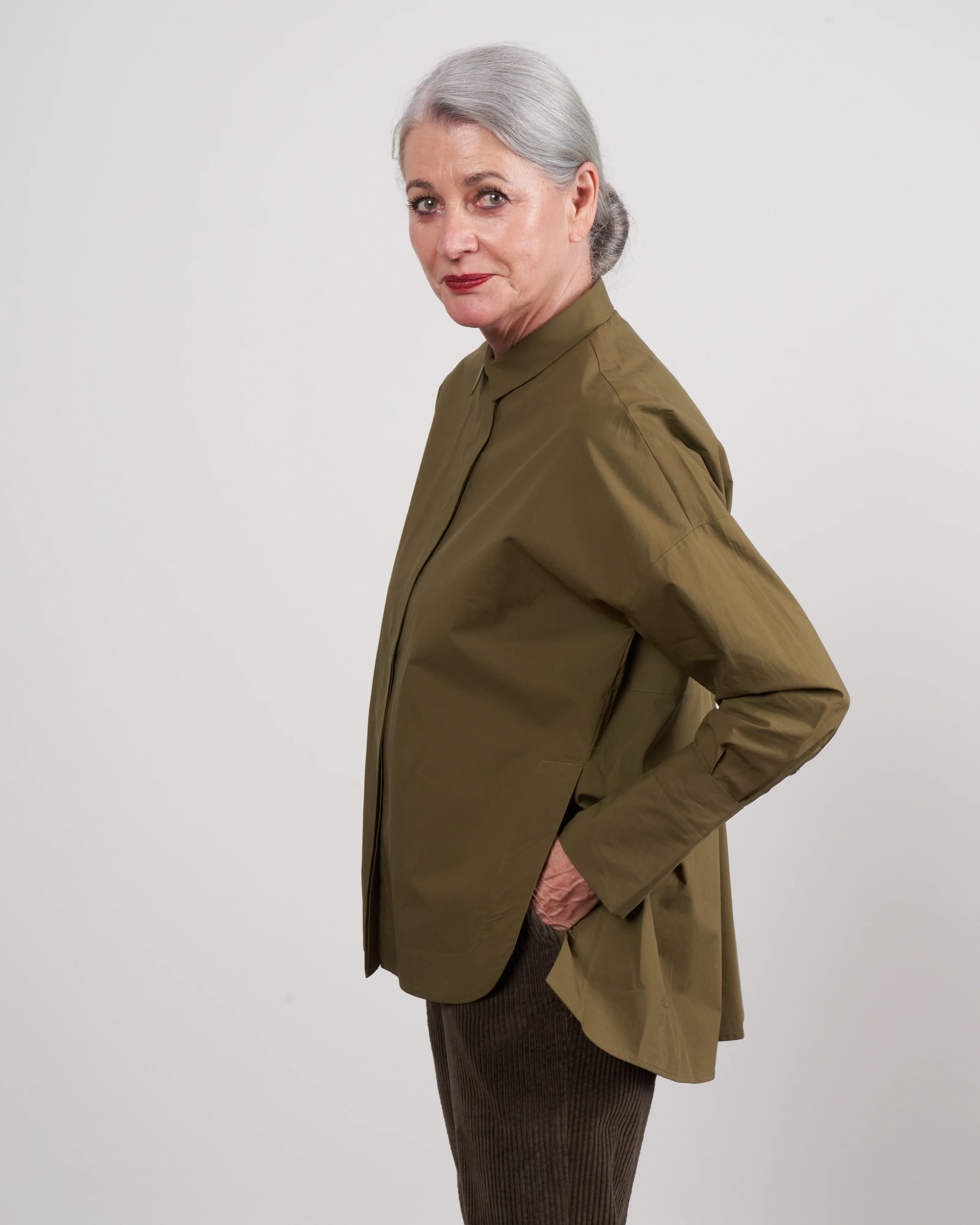 shirt with scarf - khaki - Image 3