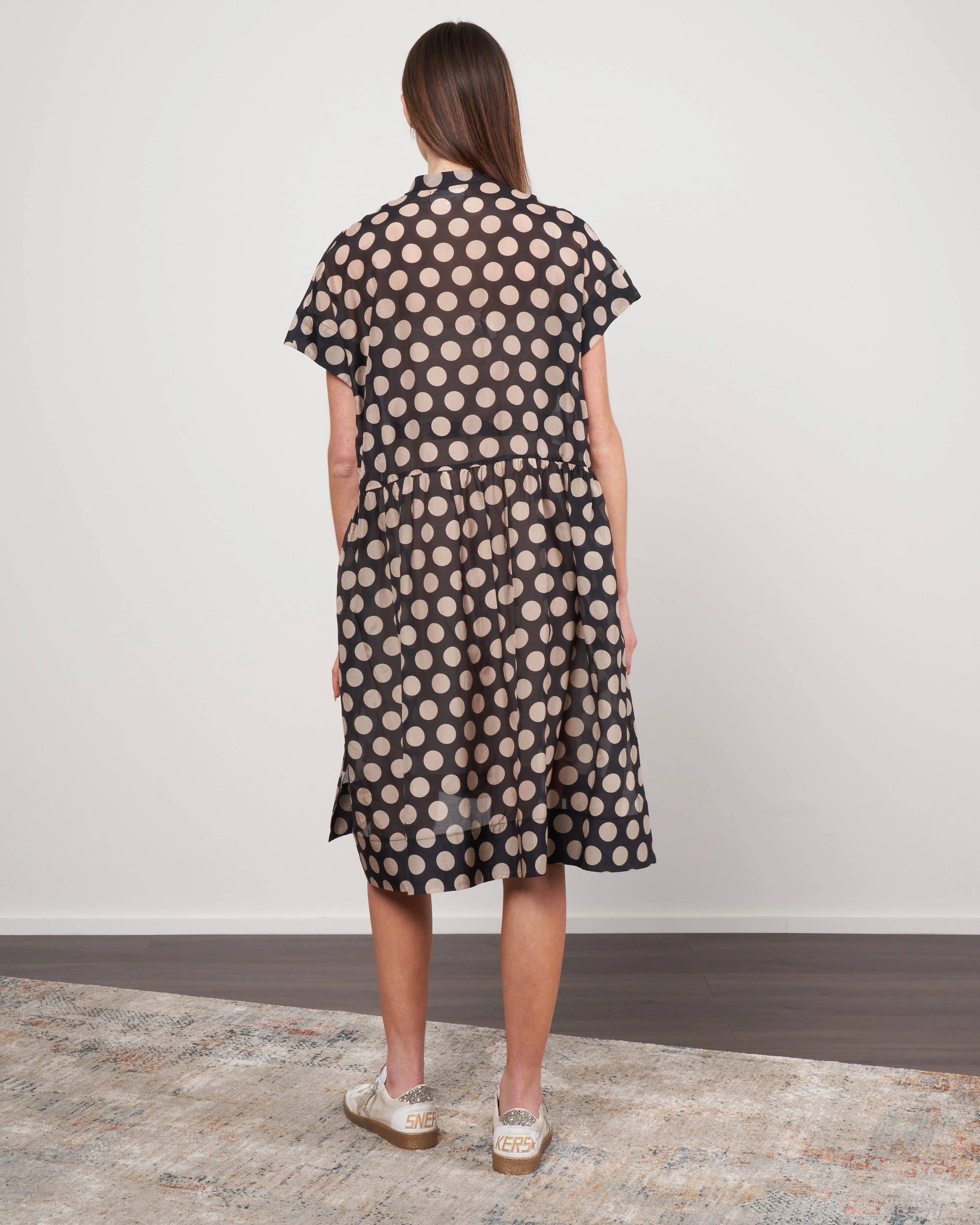 silk/cotton dot dress - 600 black - Image 4