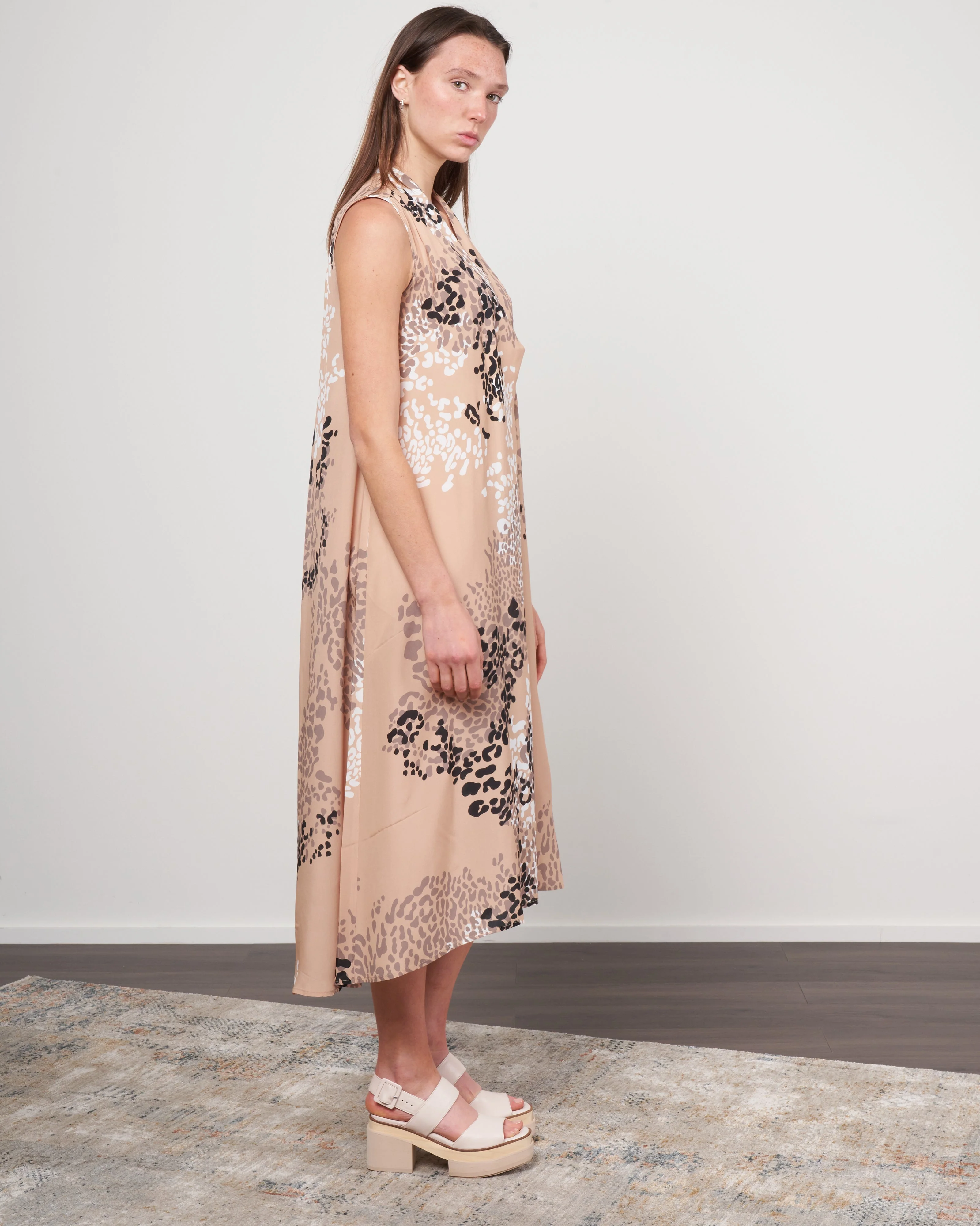 silk/rayon floral dress - 004 camel - Image 2