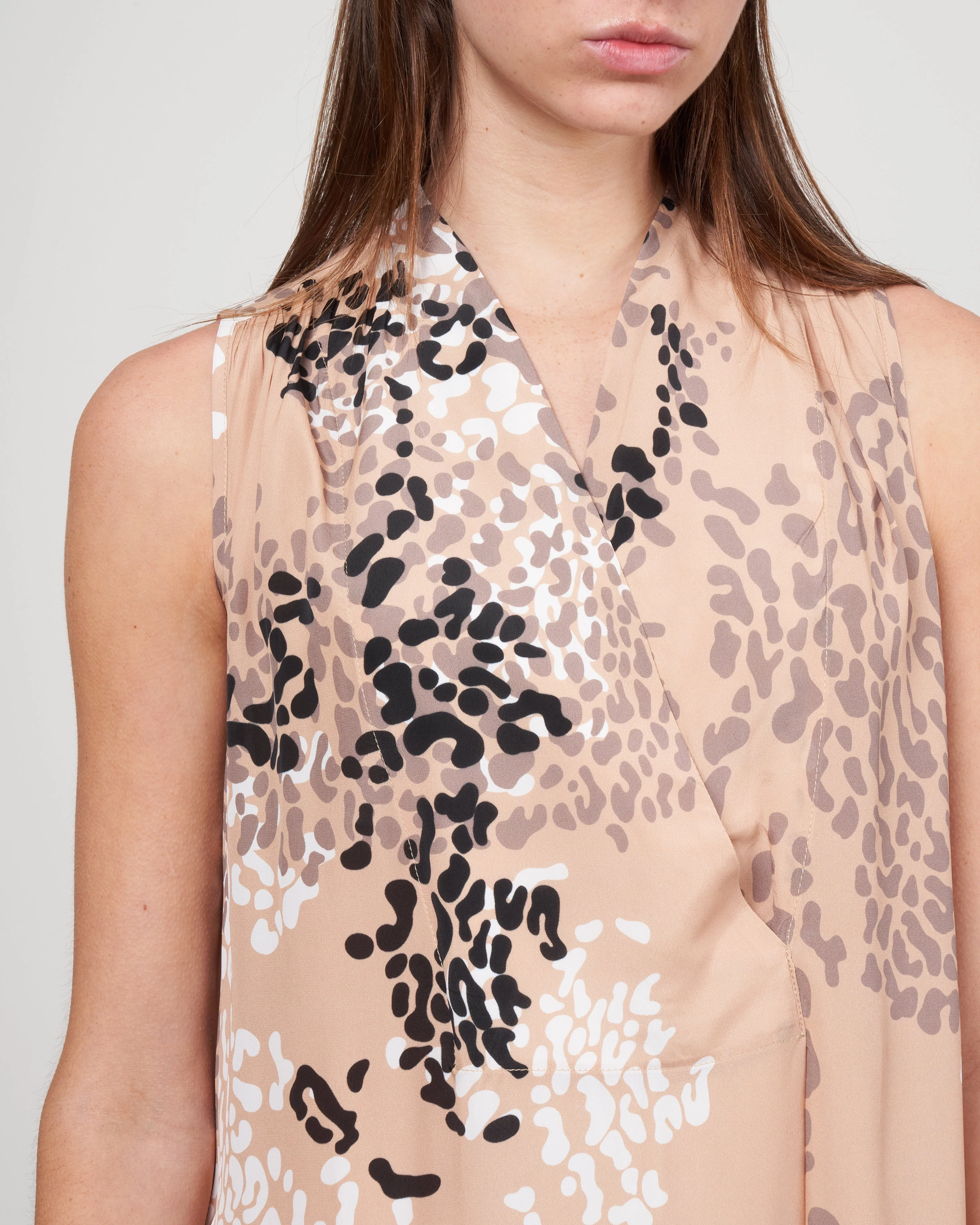 silk/rayon floral dress - 004 camel - Image 4