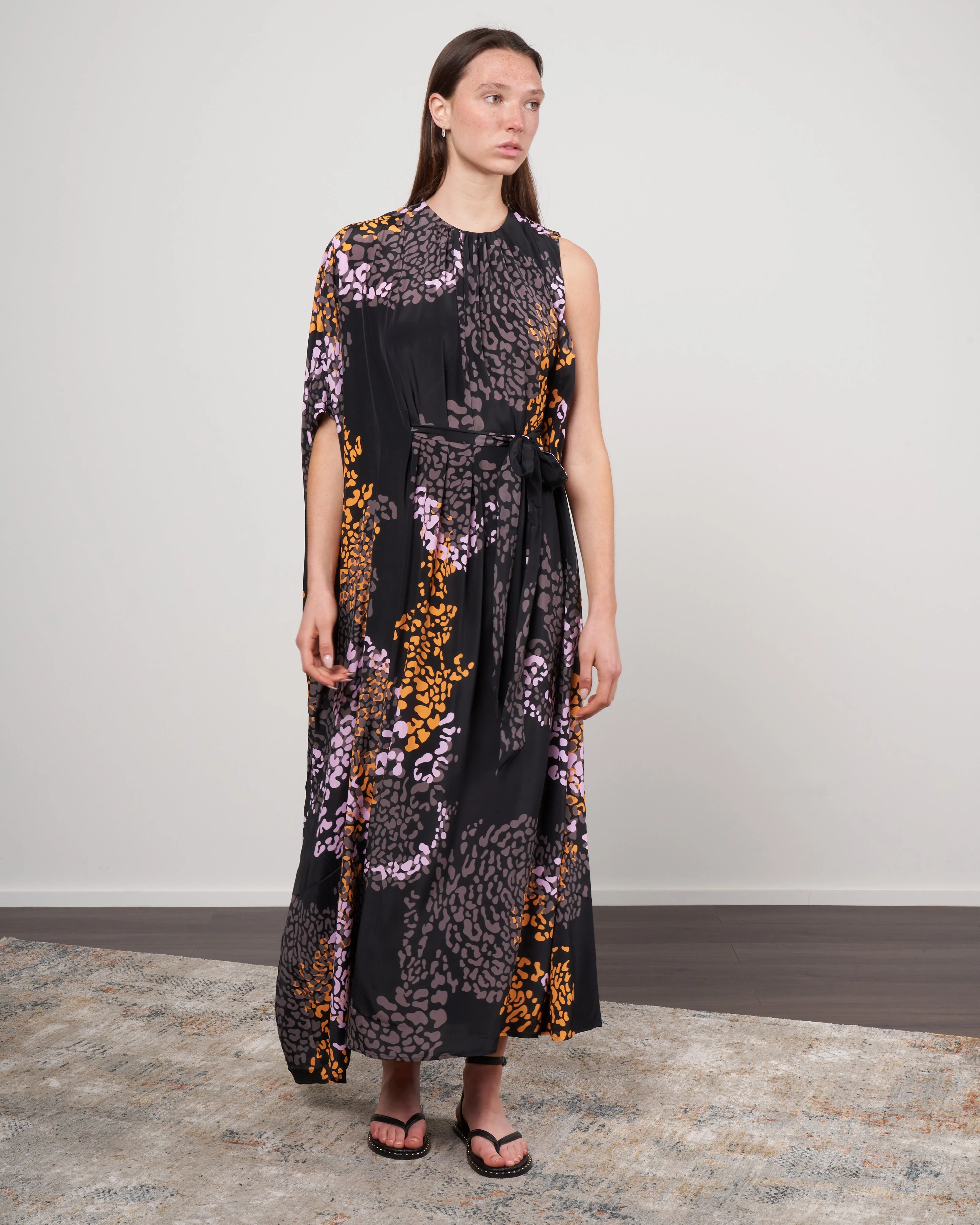 asymmetric silk / rayon dress - 600 black