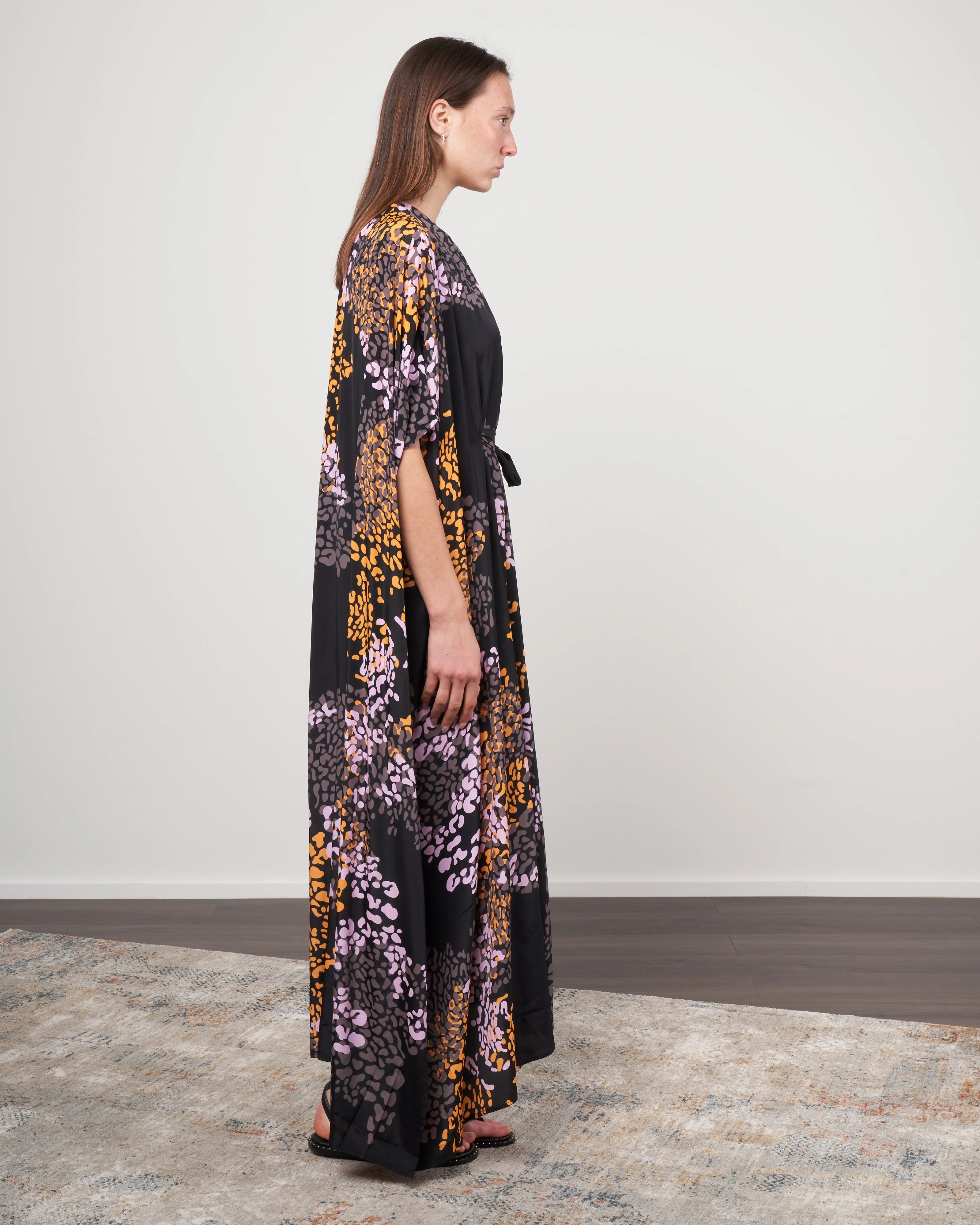 asymmetric silk / rayon dress - 600 black - Image 2