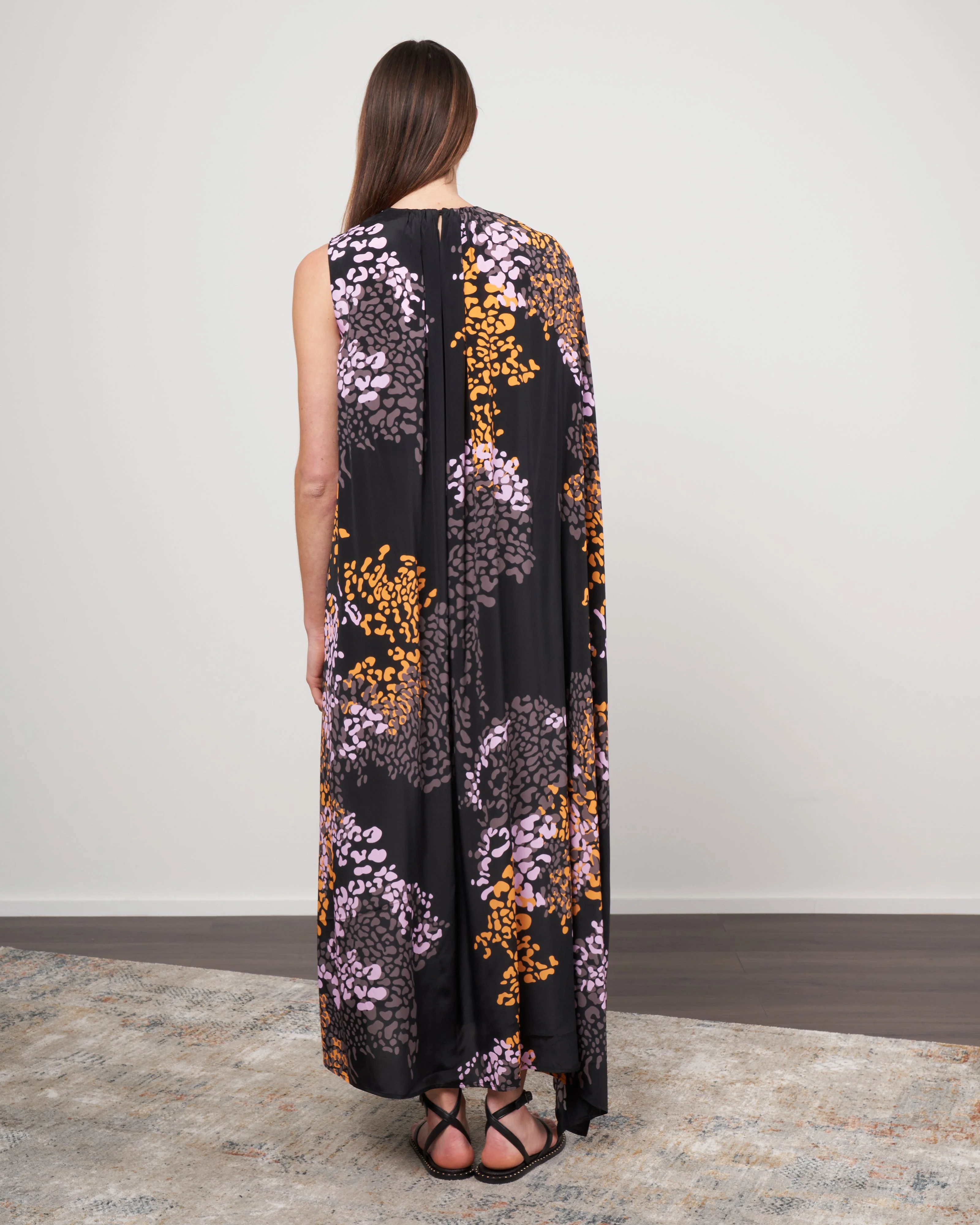 asymmetric silk / rayon dress - 600 black - Image 3