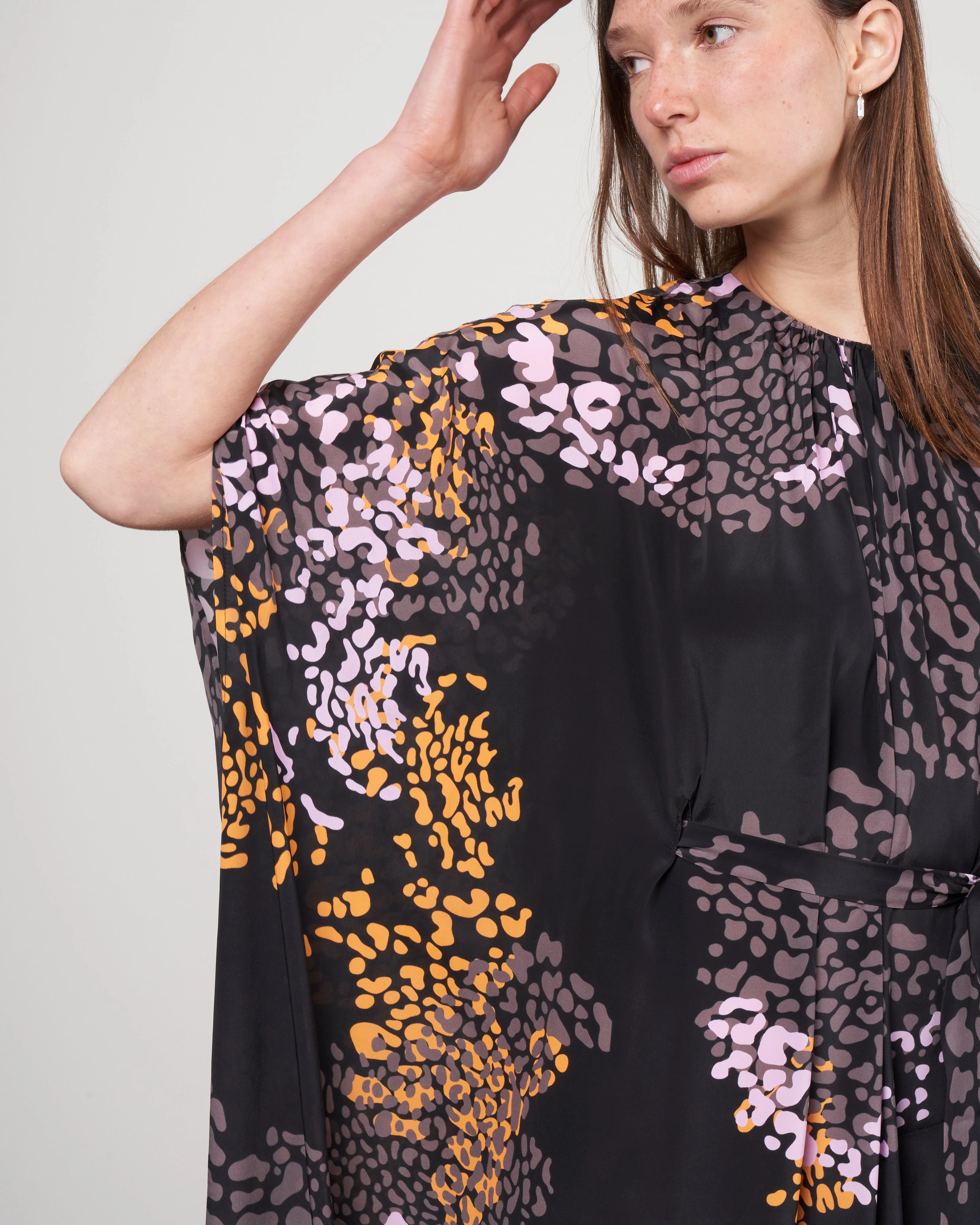 asymmetric silk / rayon dress - 600 black - Image 4