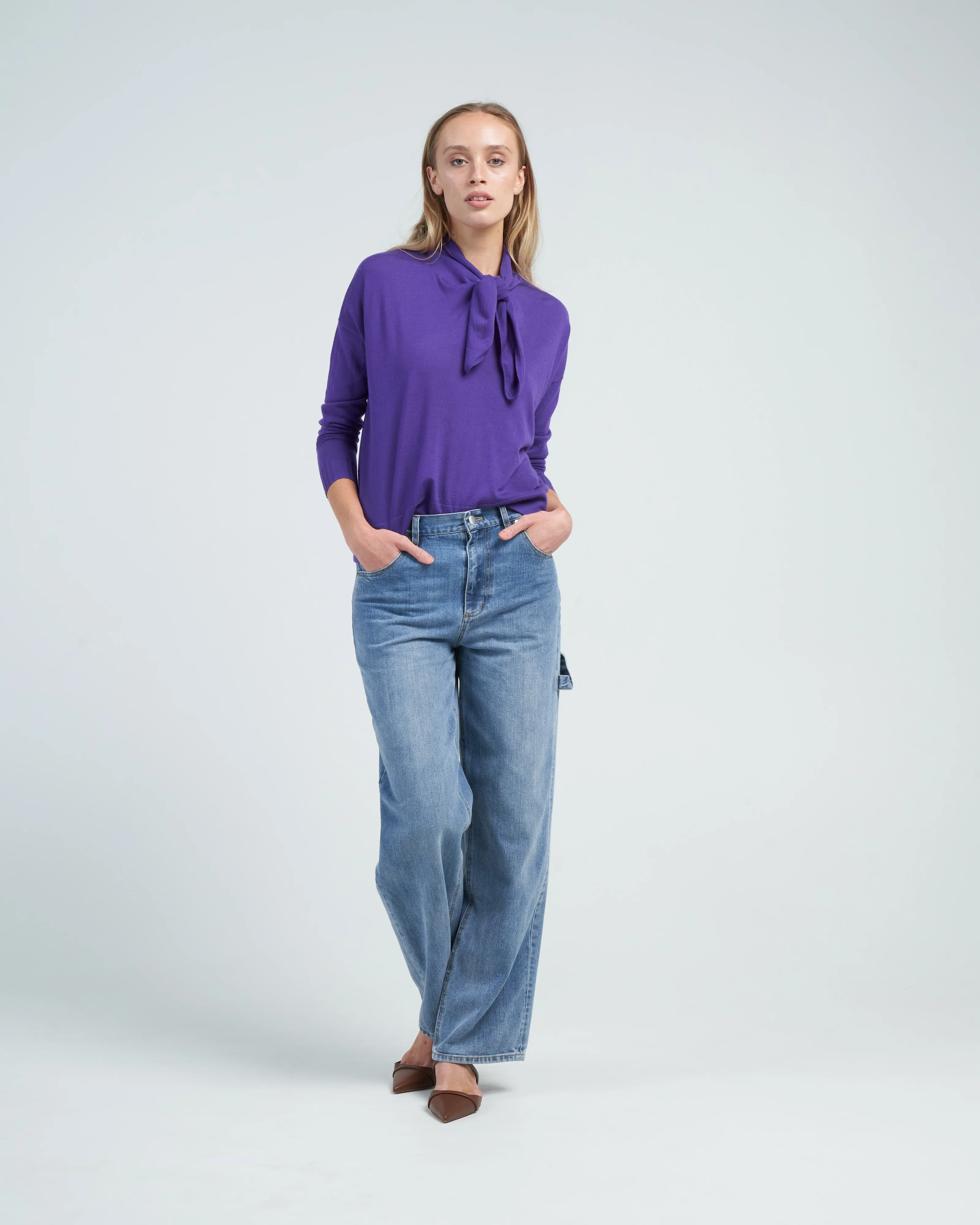 sweater with tie - bluebonnet - Image 2