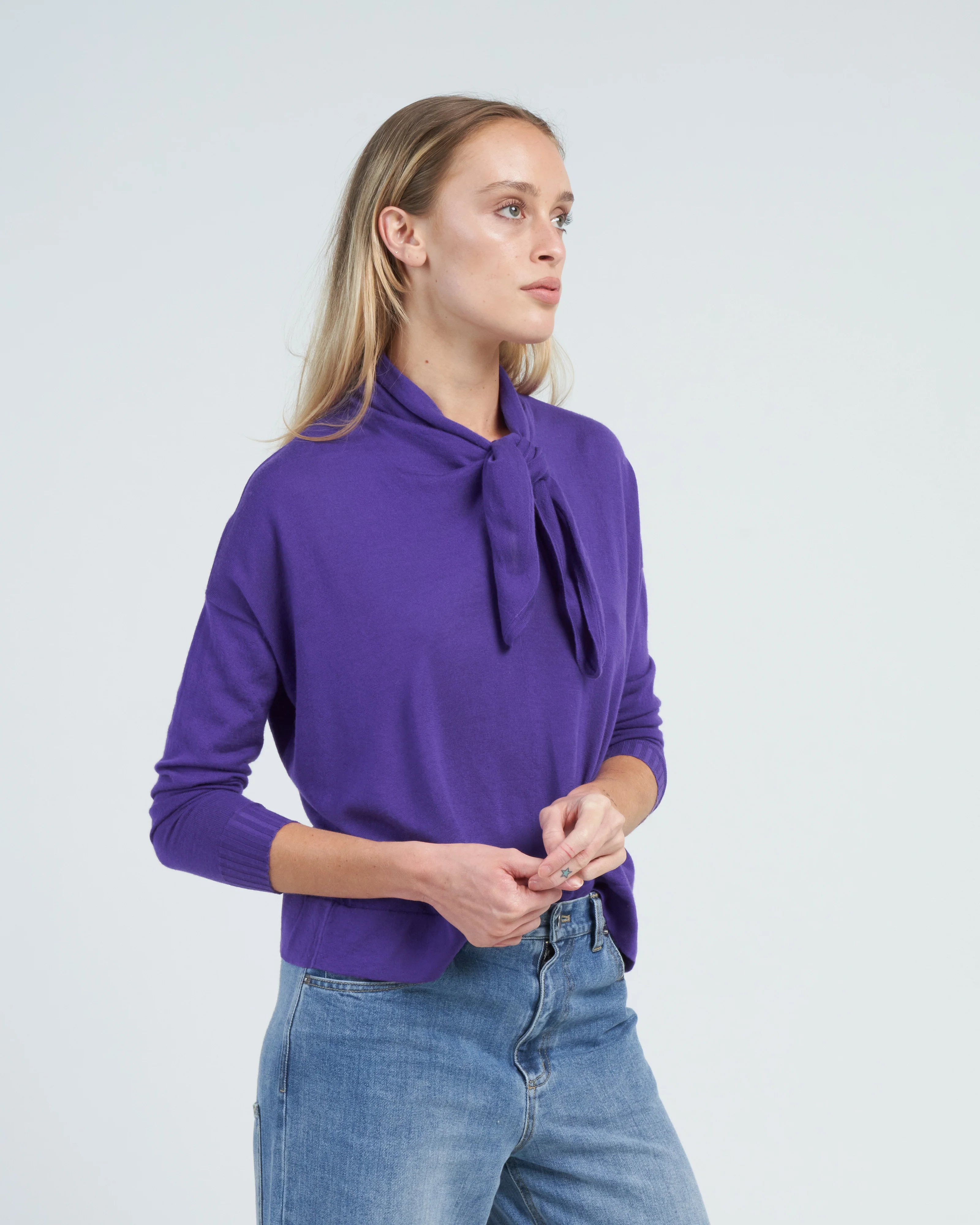 sweater with tie - bluebonnet - Image 3