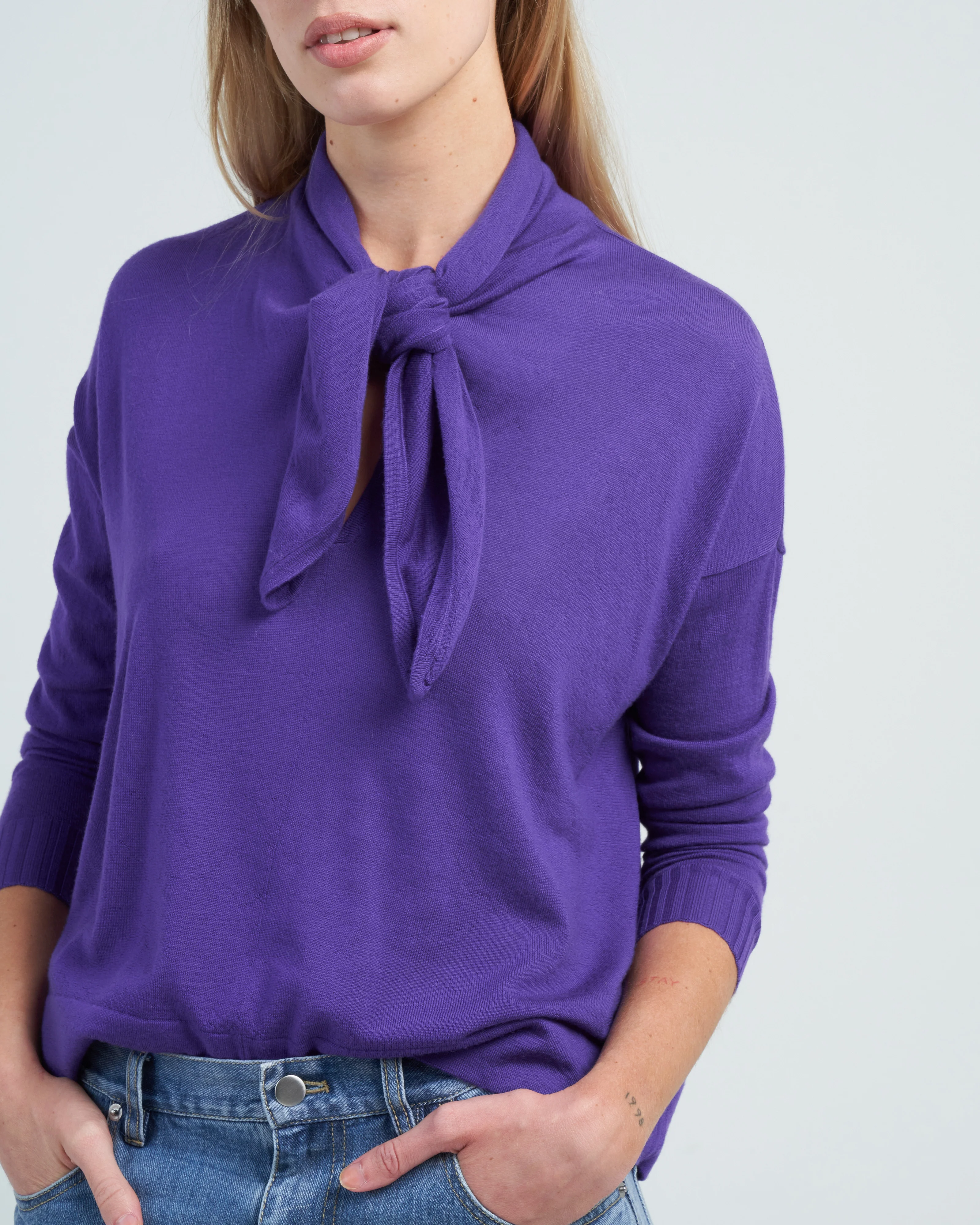 sweater with tie - bluebonnet - Image 5