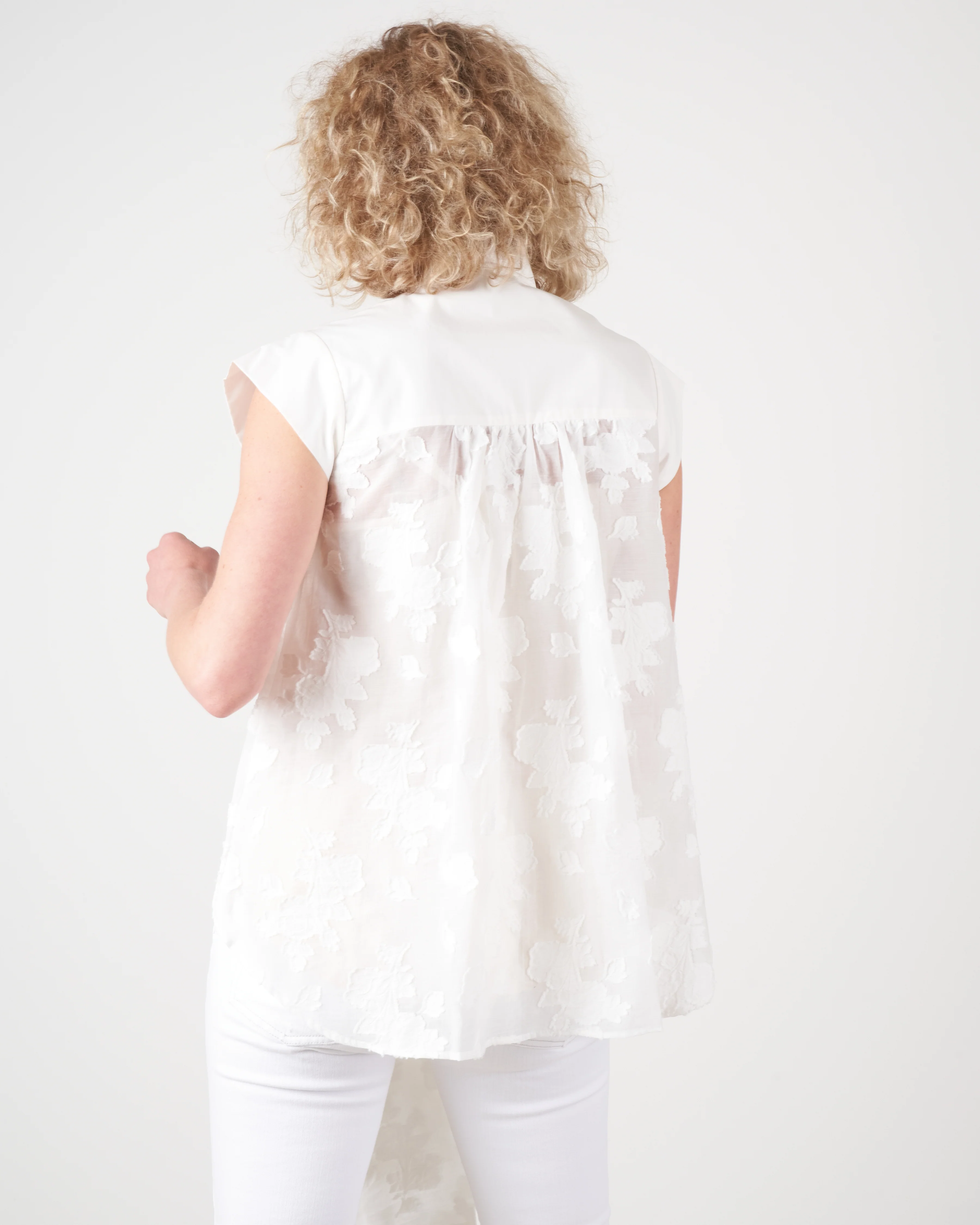 tie front blouse - ivory - Image 3