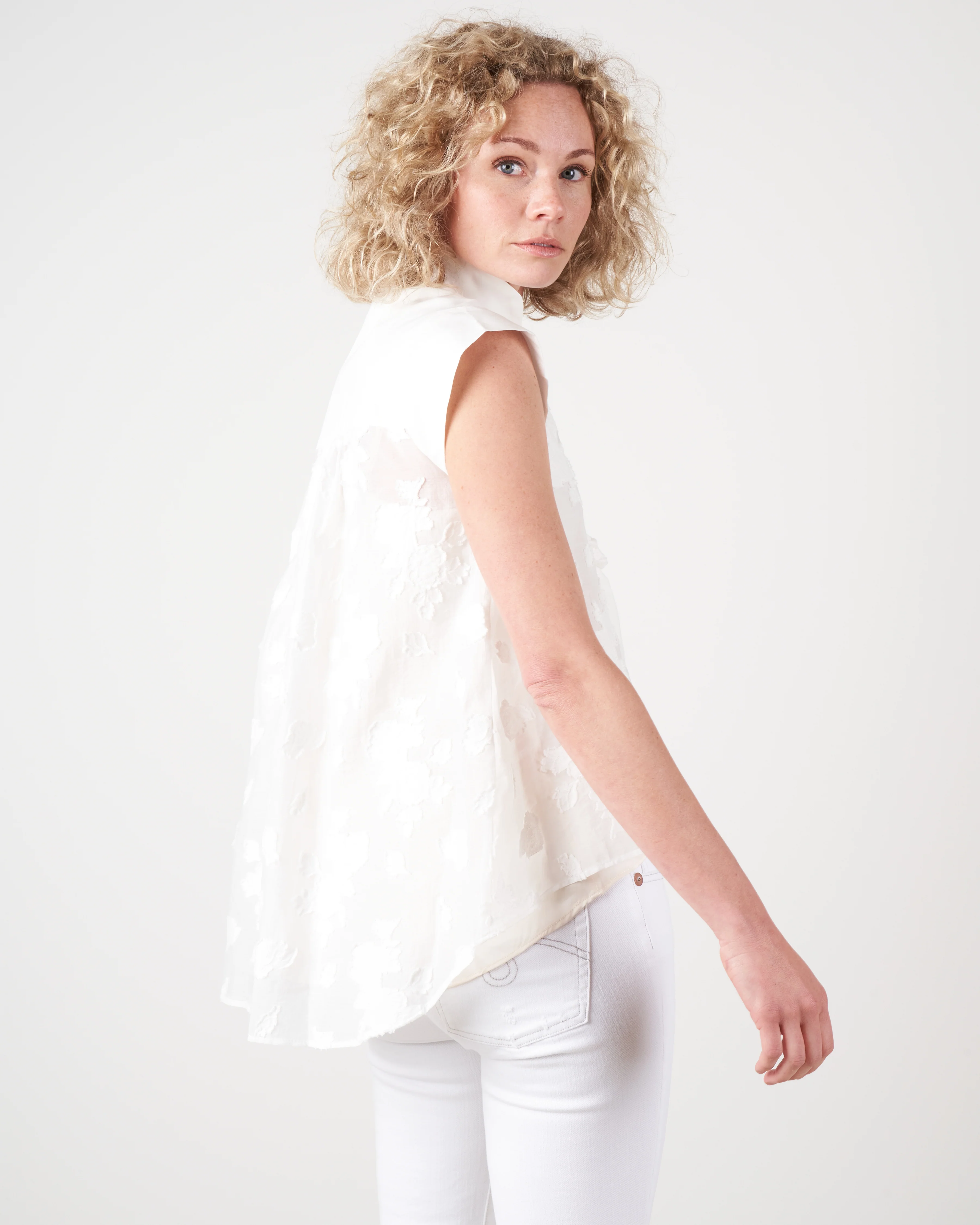 tie front blouse - ivory - Image 4