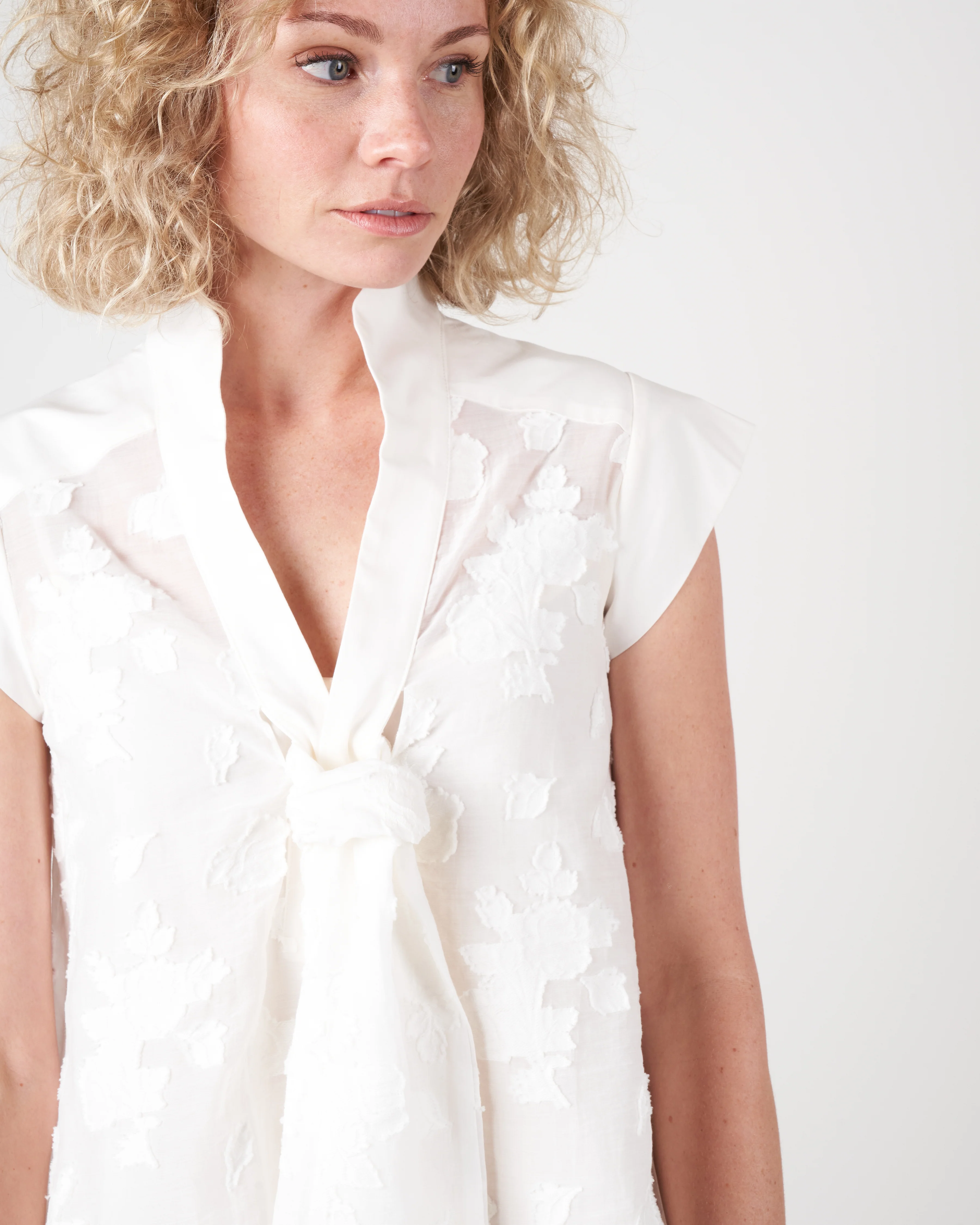 tie front blouse - ivory - Image 5