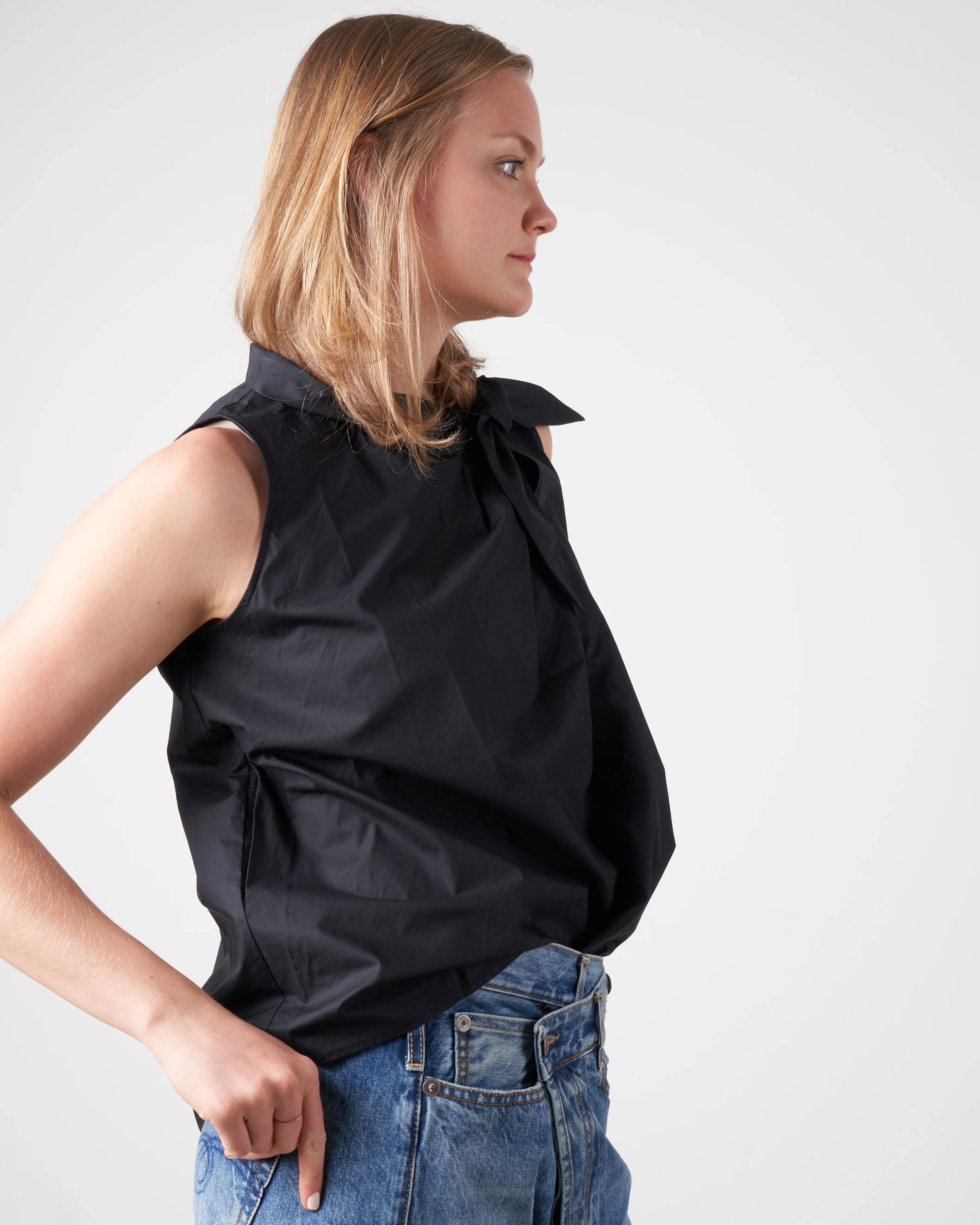 tie neck blouse - black - Image 2