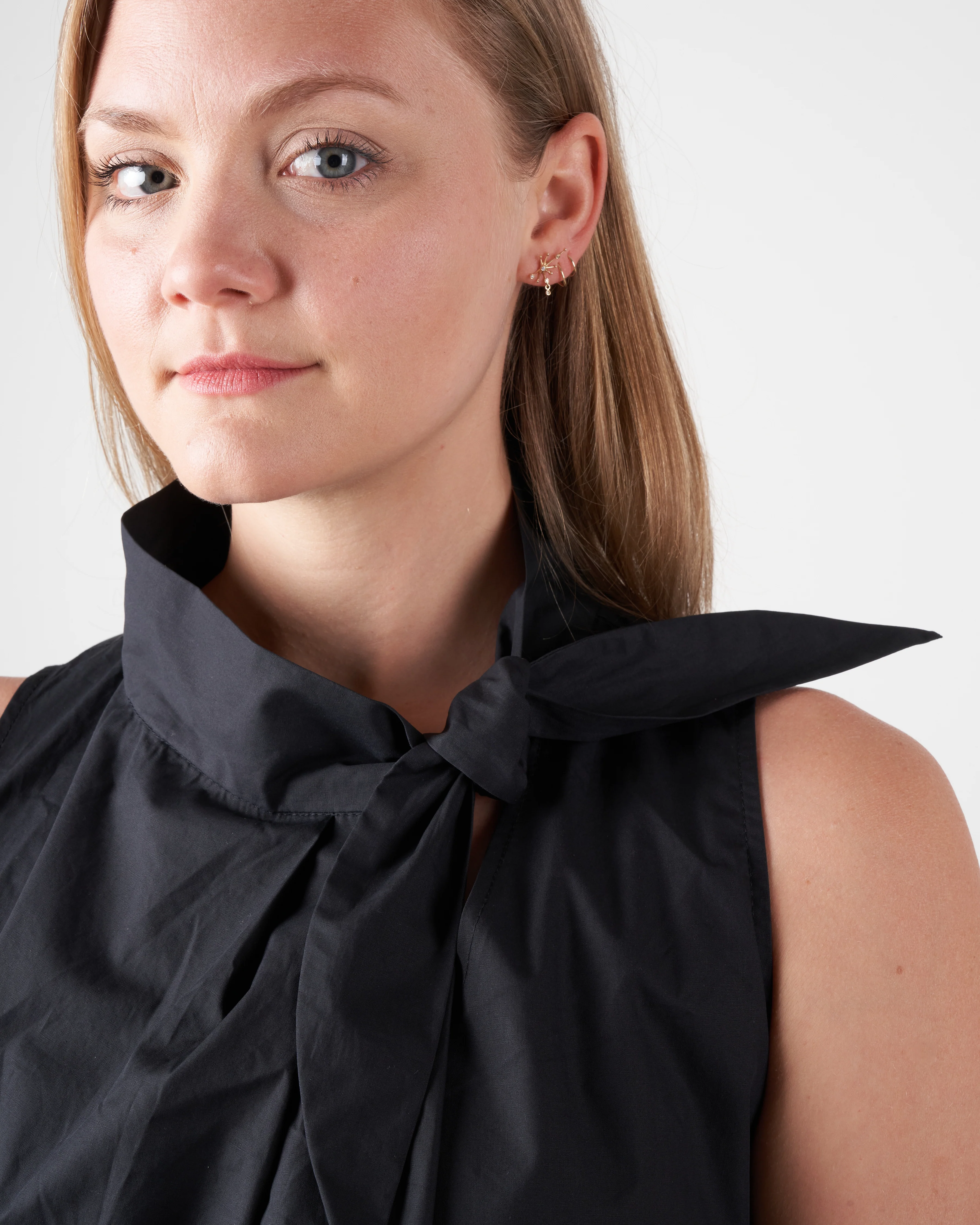 tie neck blouse - black - Image 5