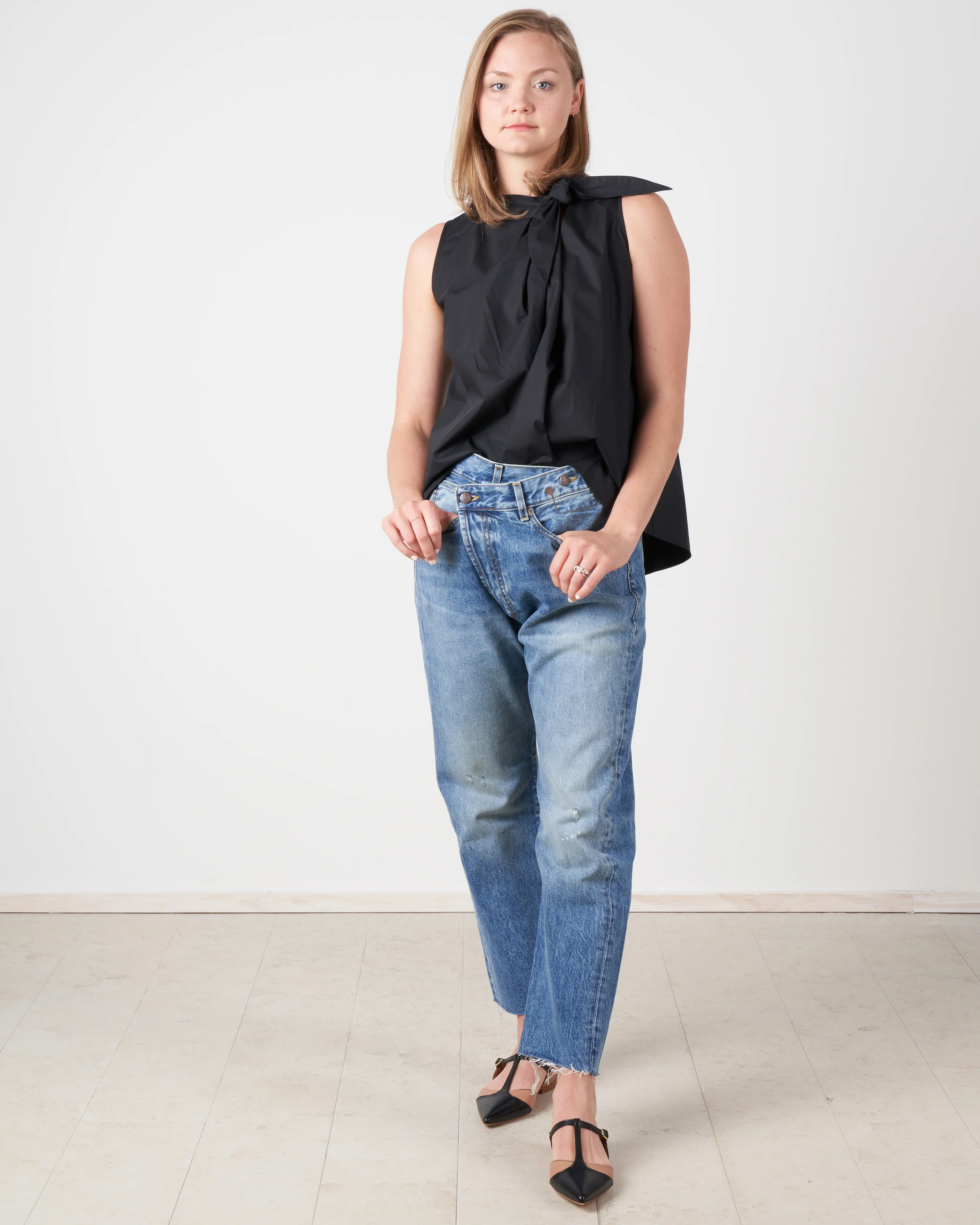 tie neck blouse - black - Image 6