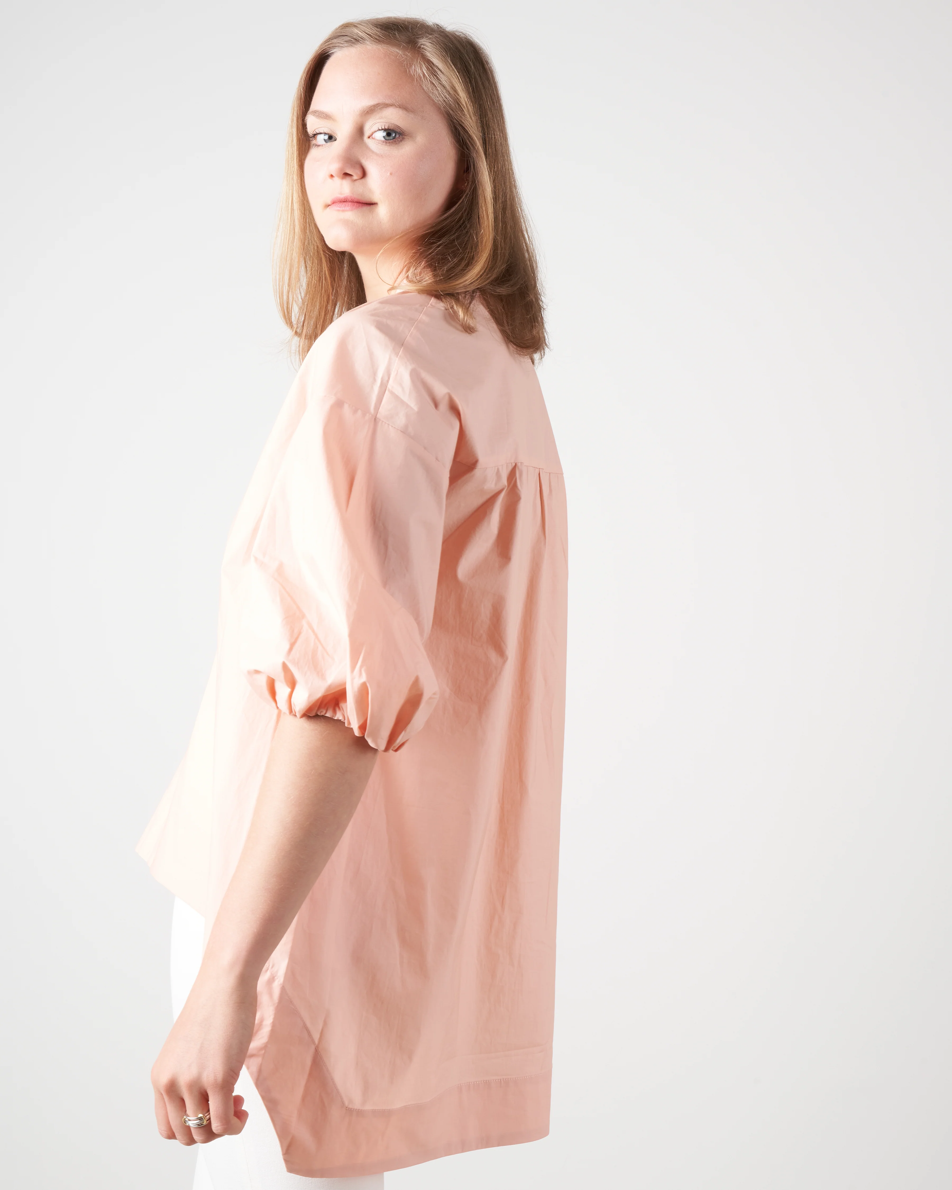 tunic w/deep vee - coral - Image 3