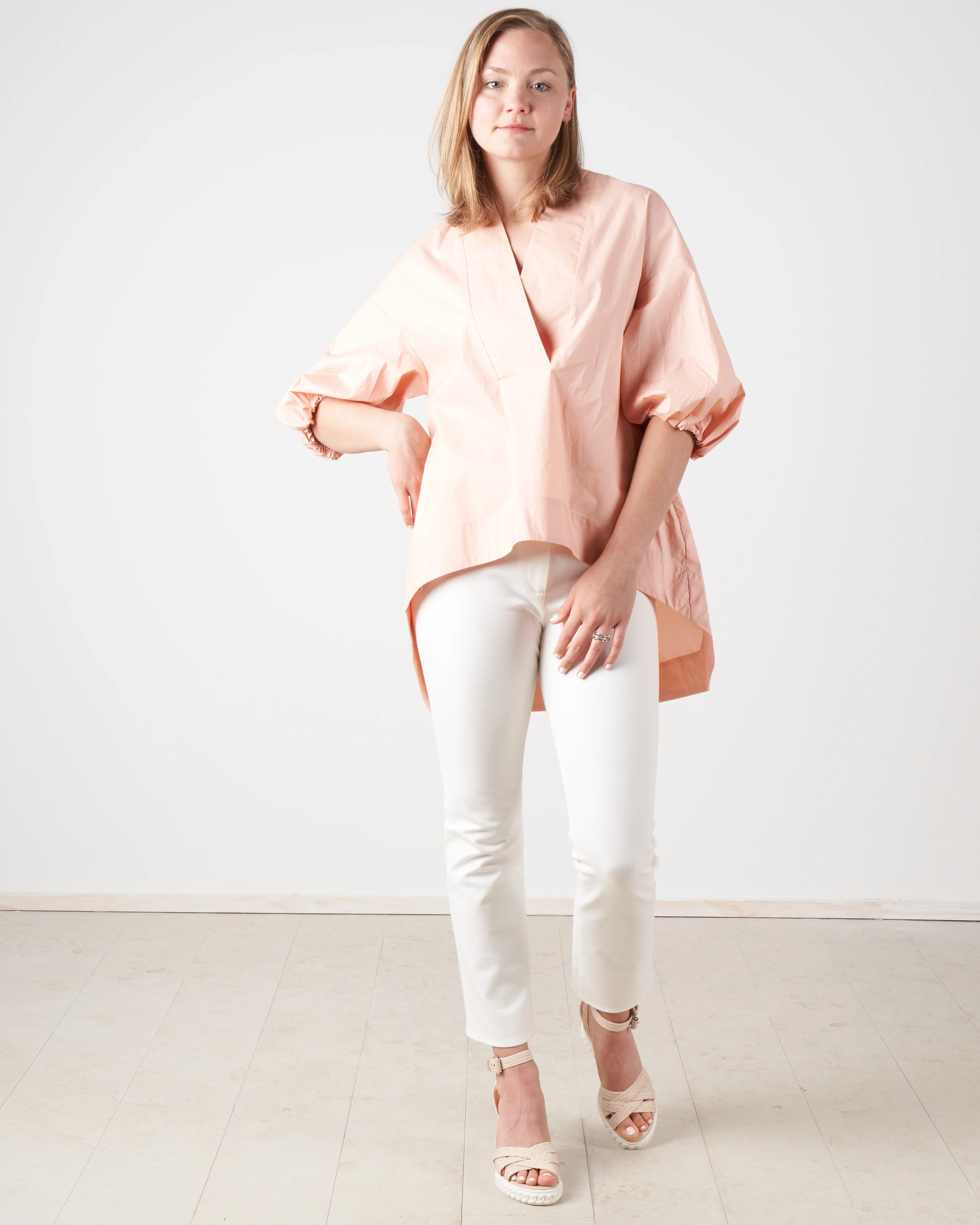 tunic w/deep vee - coral - Image 5