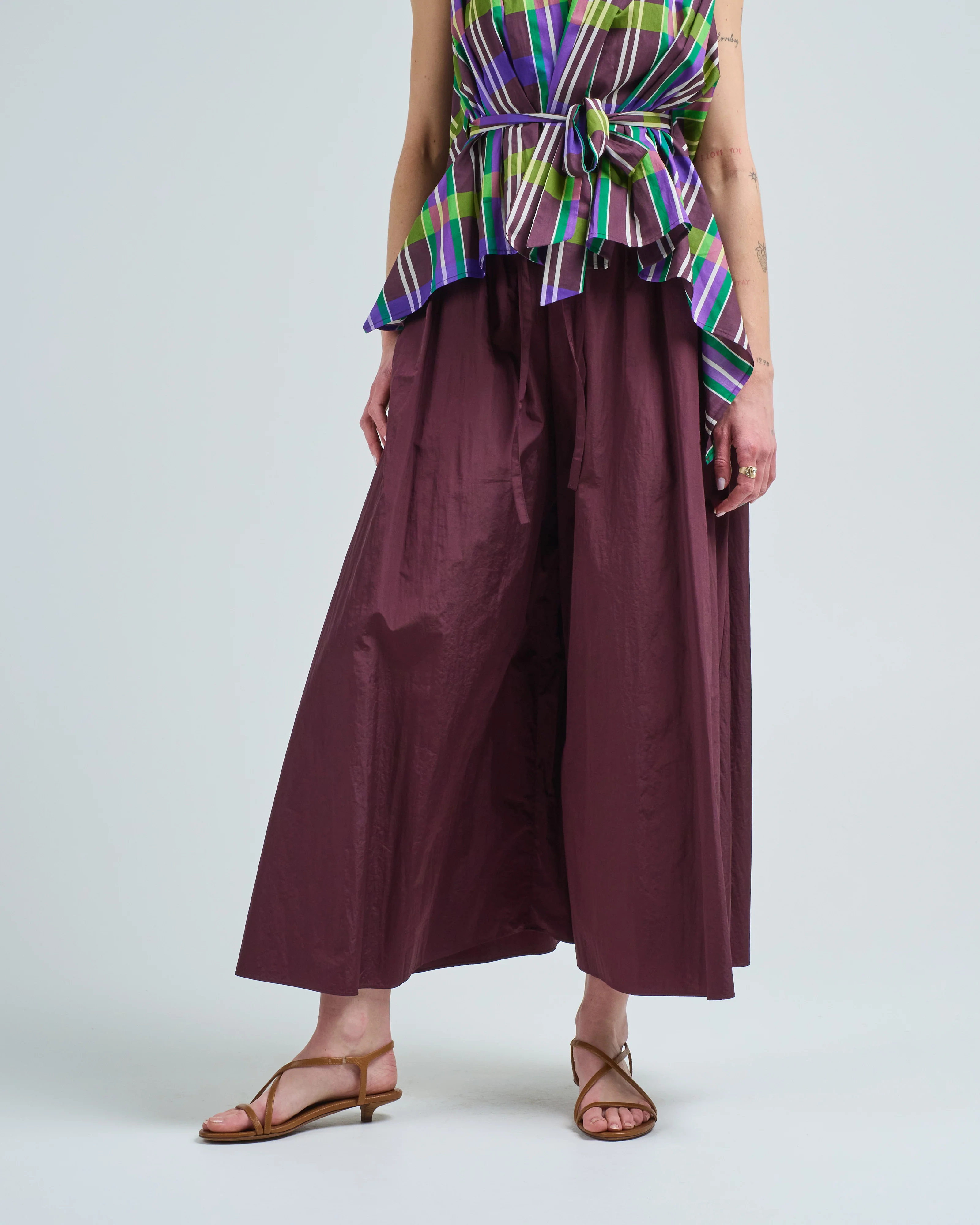 wide leg taffeta trousers - Image 2