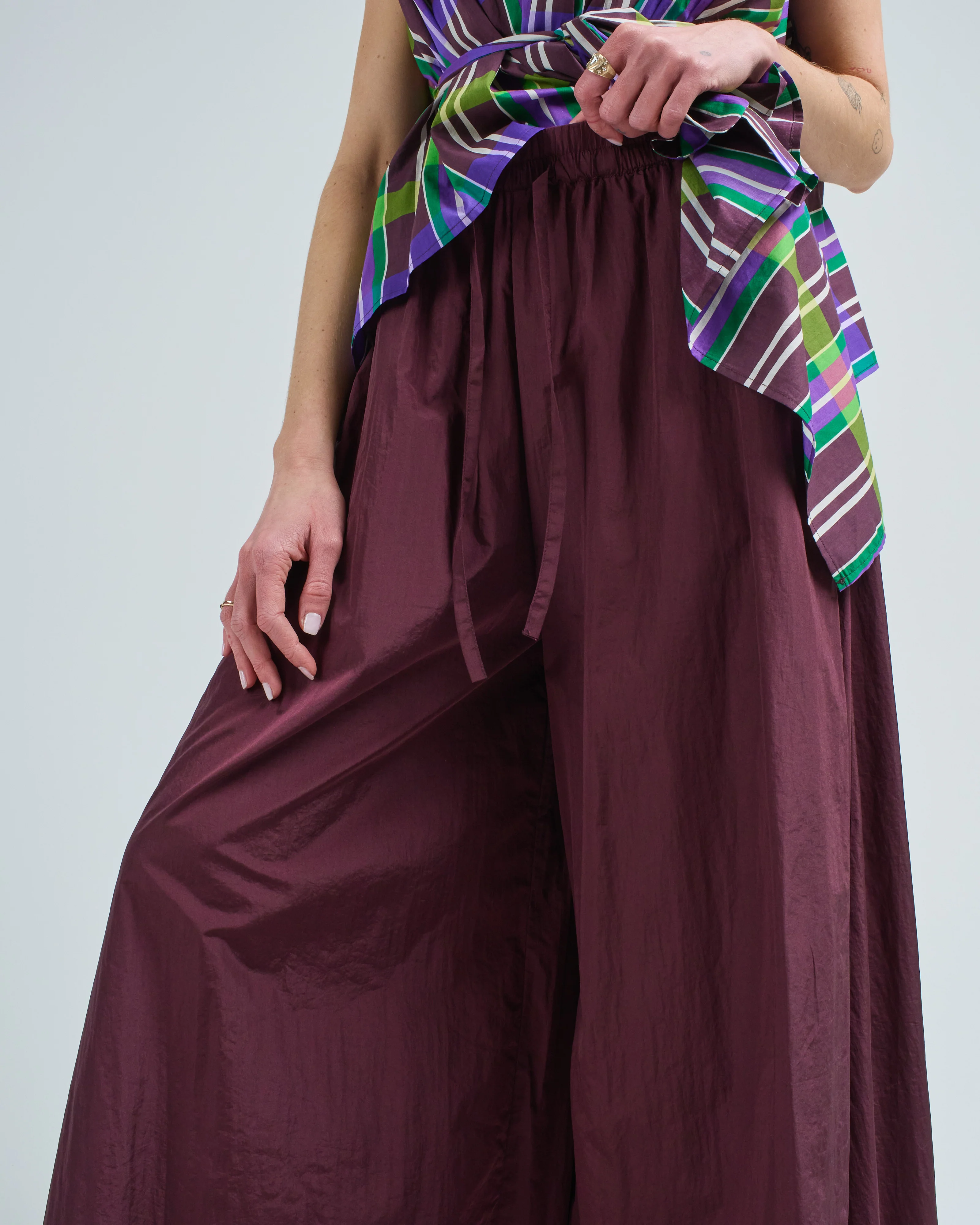 wide leg taffeta trousers - Image 5