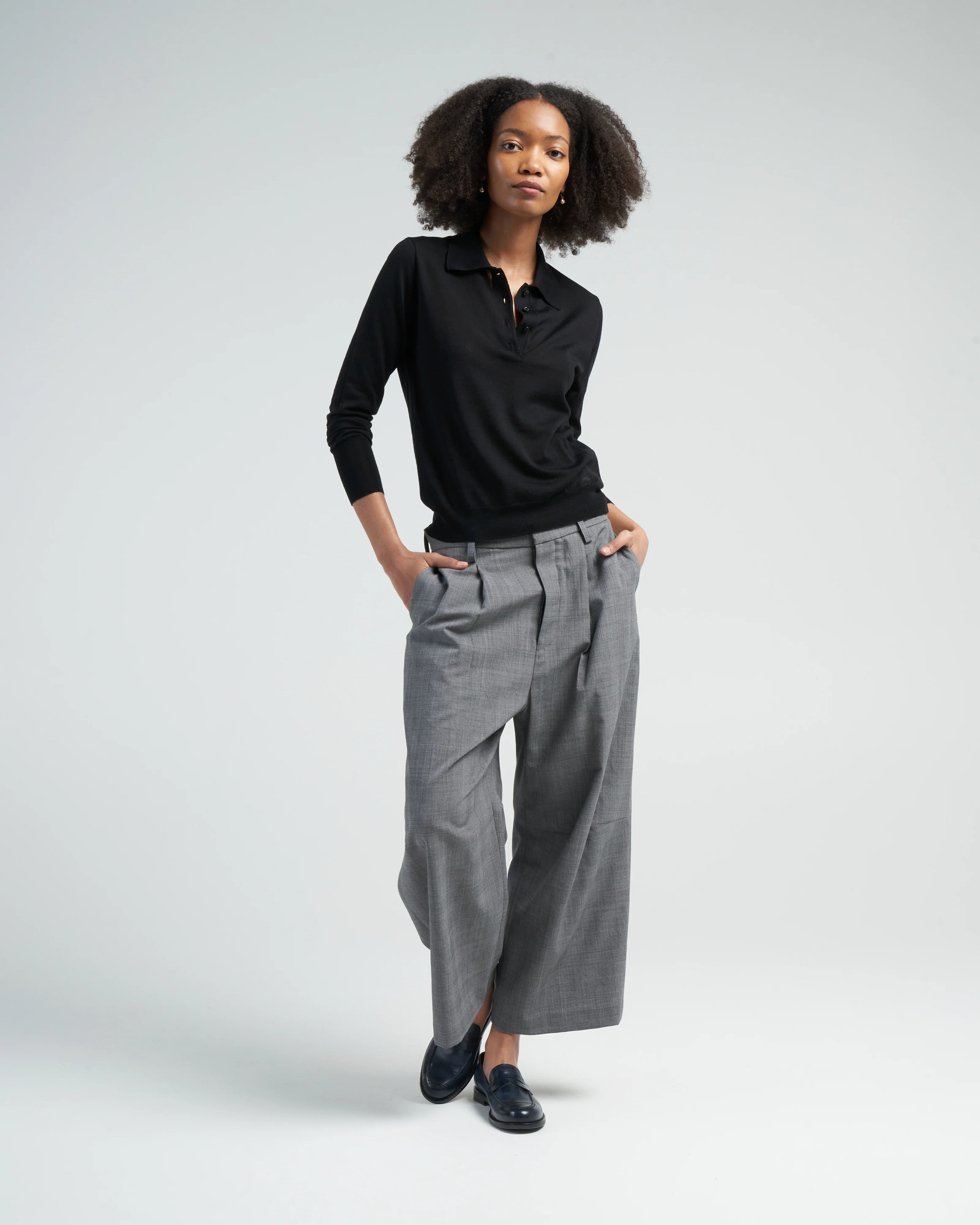 articulated knee trouser - dark grey green plaid - Image 5