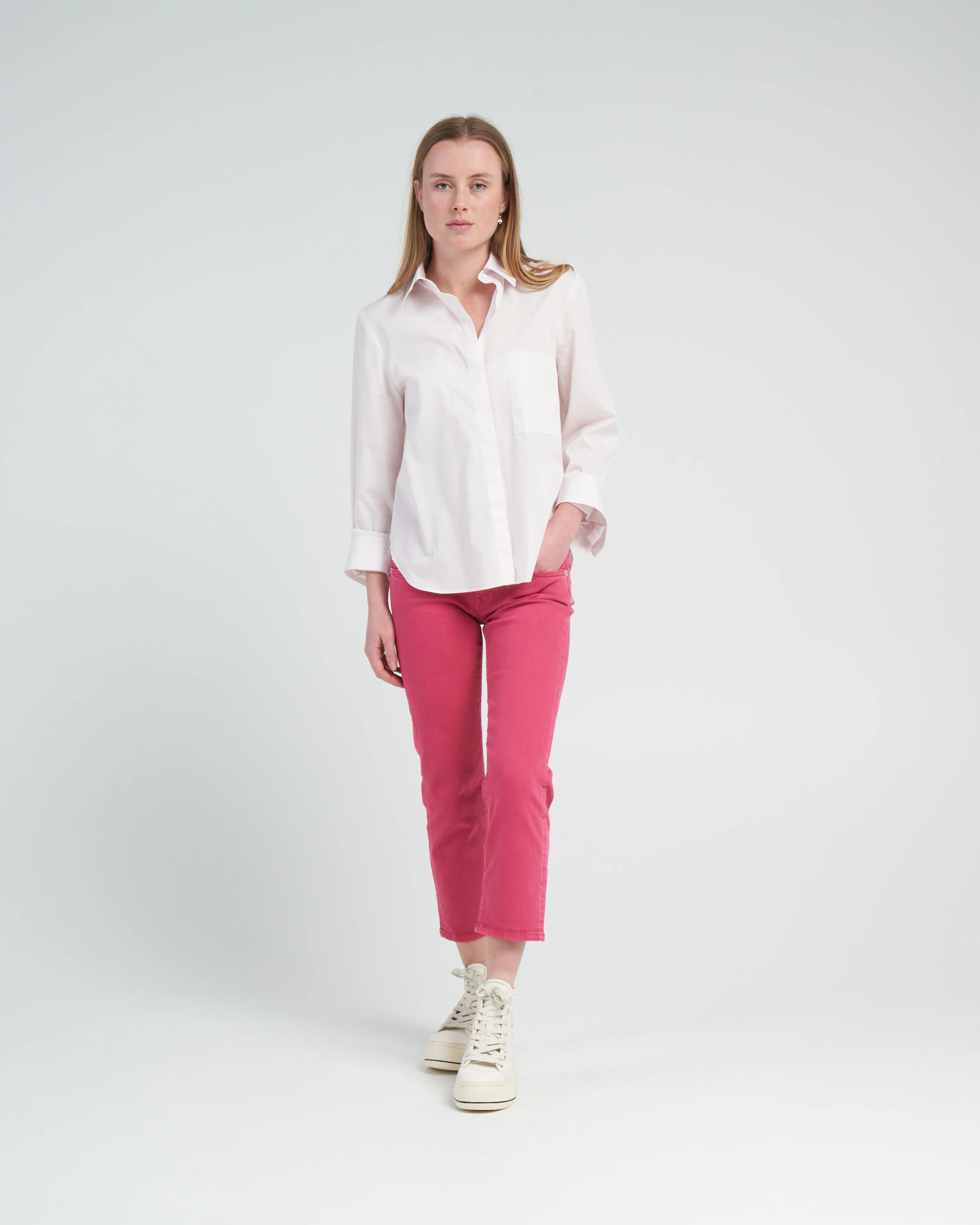boy straight jean - vivid pink stretch - Image 2
