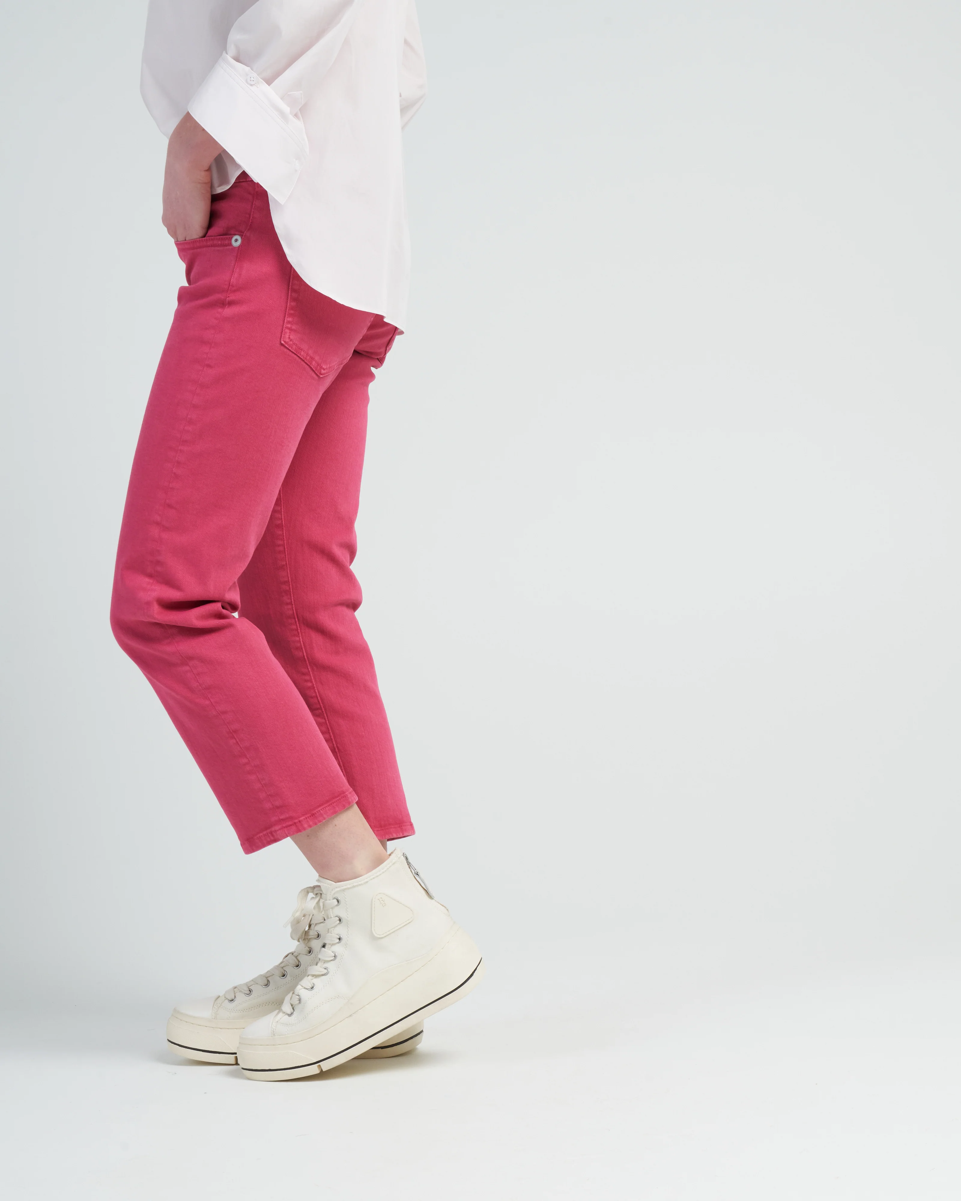 boy straight jean - vivid pink stretch - Image 3