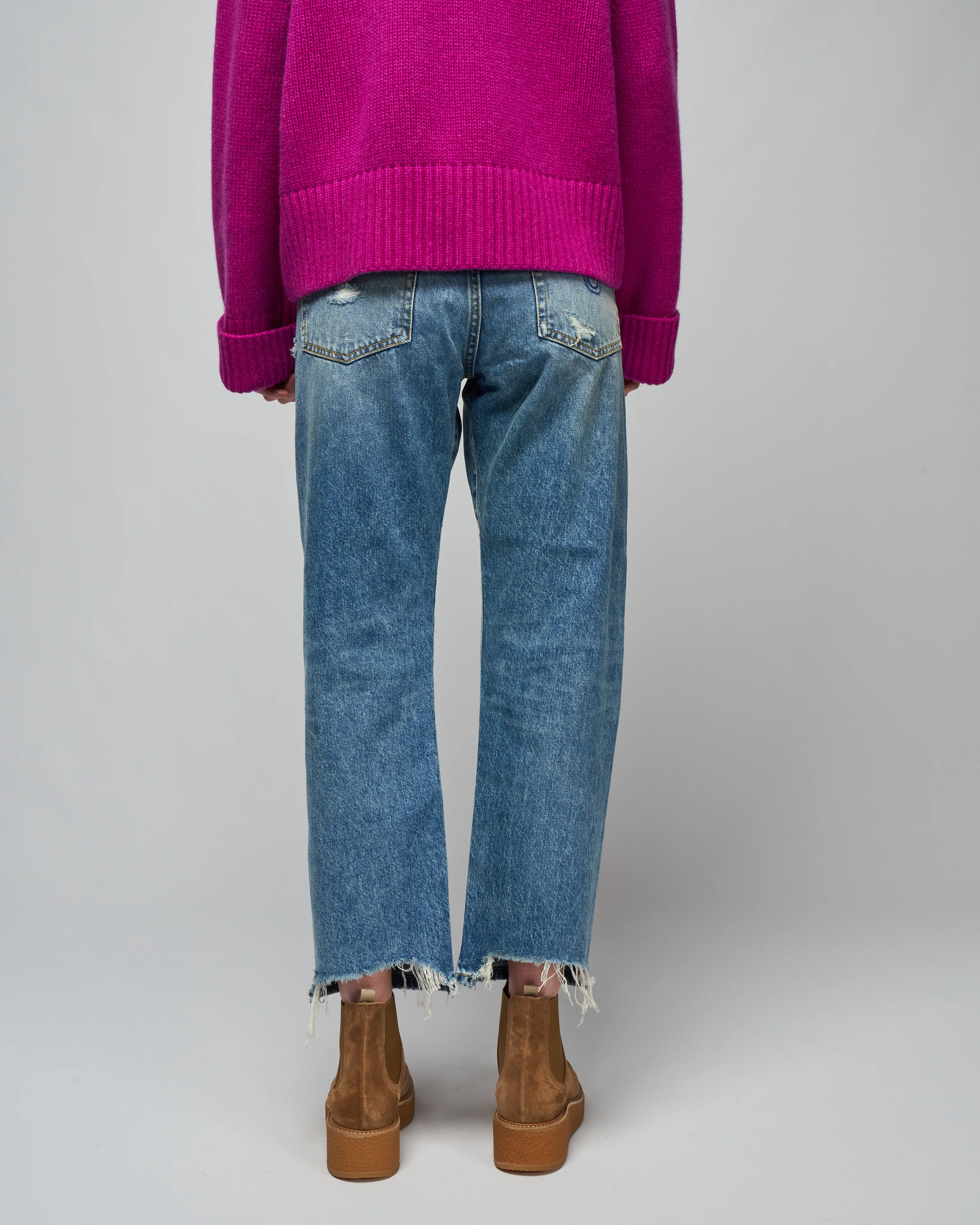 boyfriend jean - bain with rips - Image 4