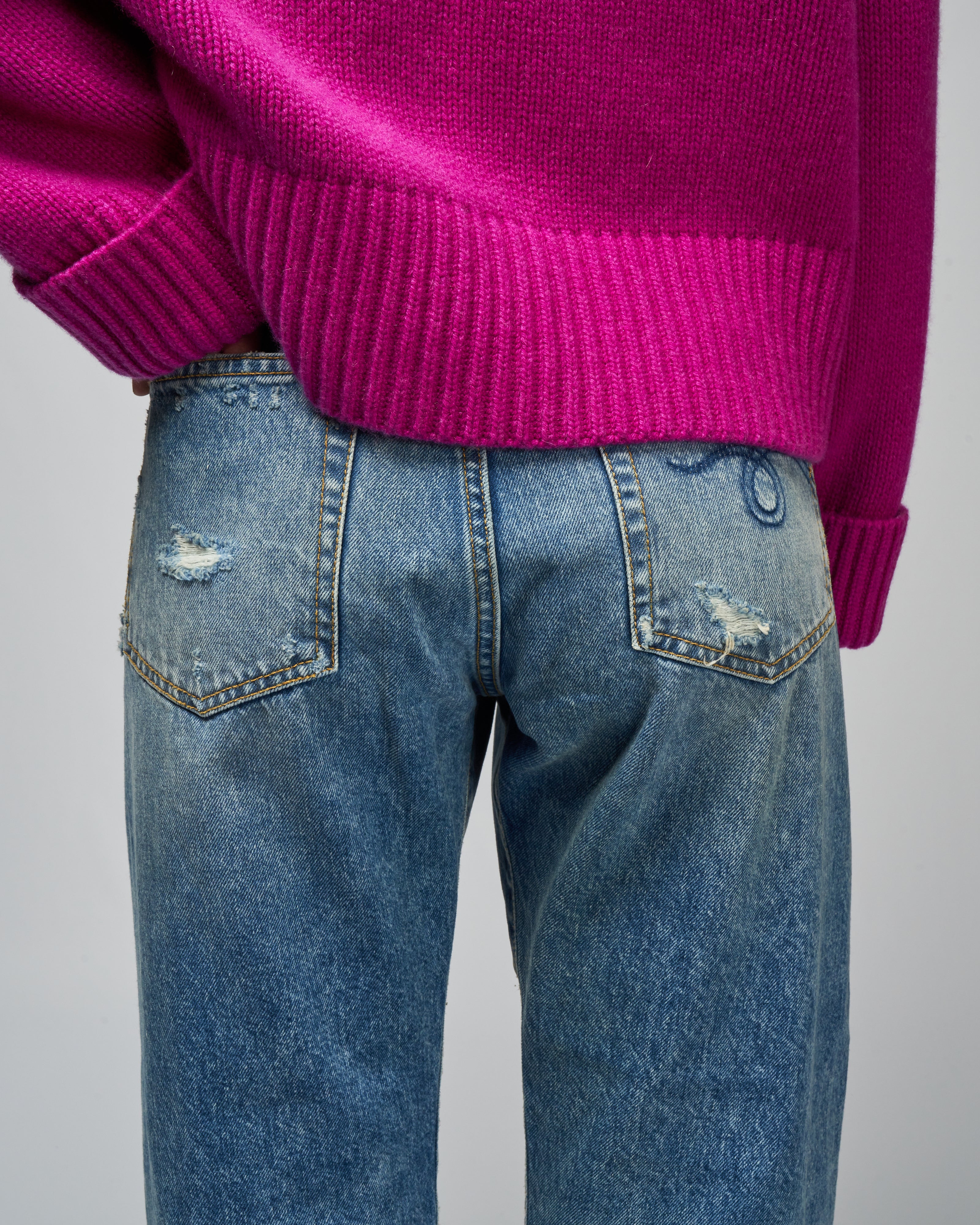 boyfriend jean - bain with rips - Image 5