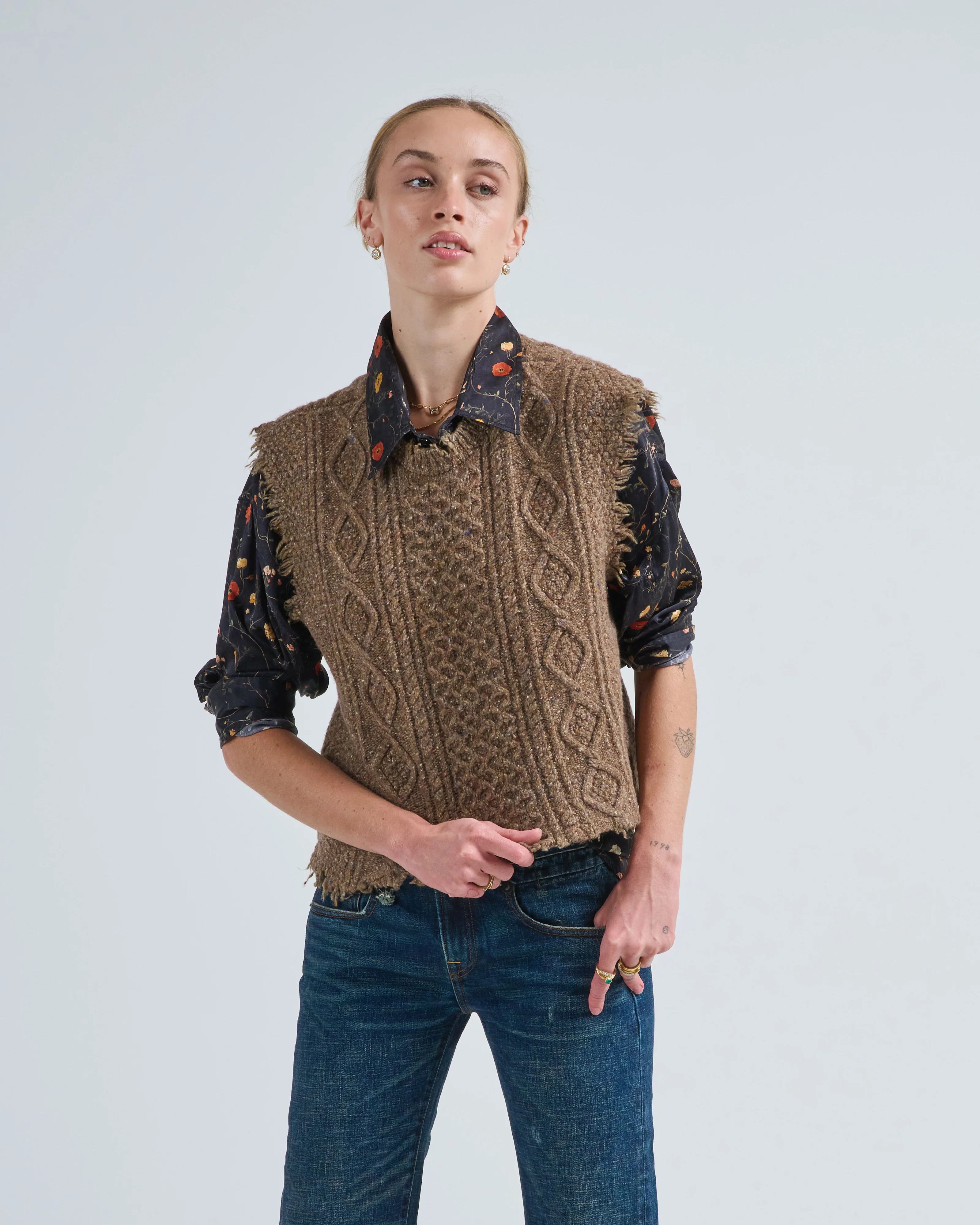 boyfriend cable sweater vest - Image 3