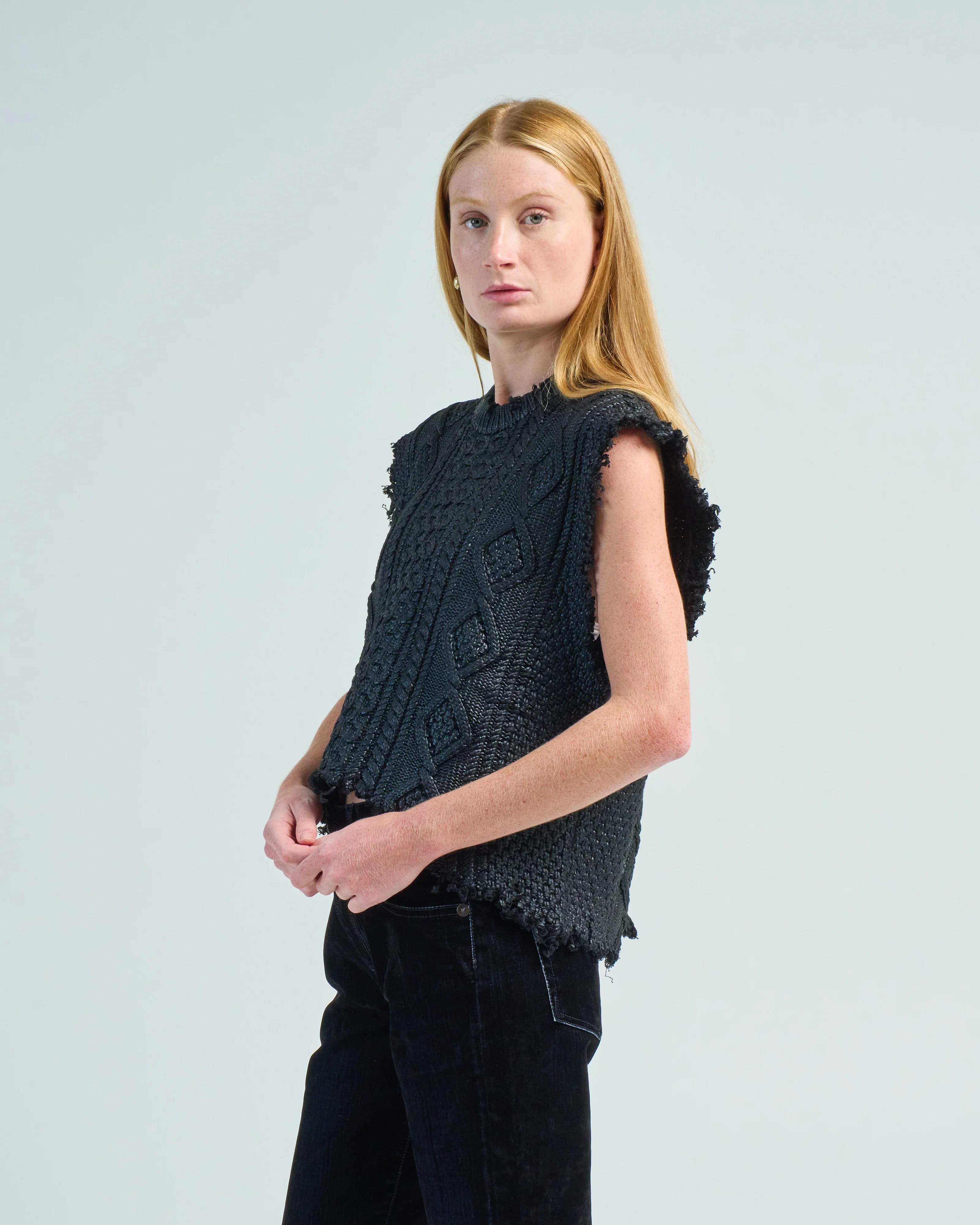 boyfriend cable sweater vest - Image 3