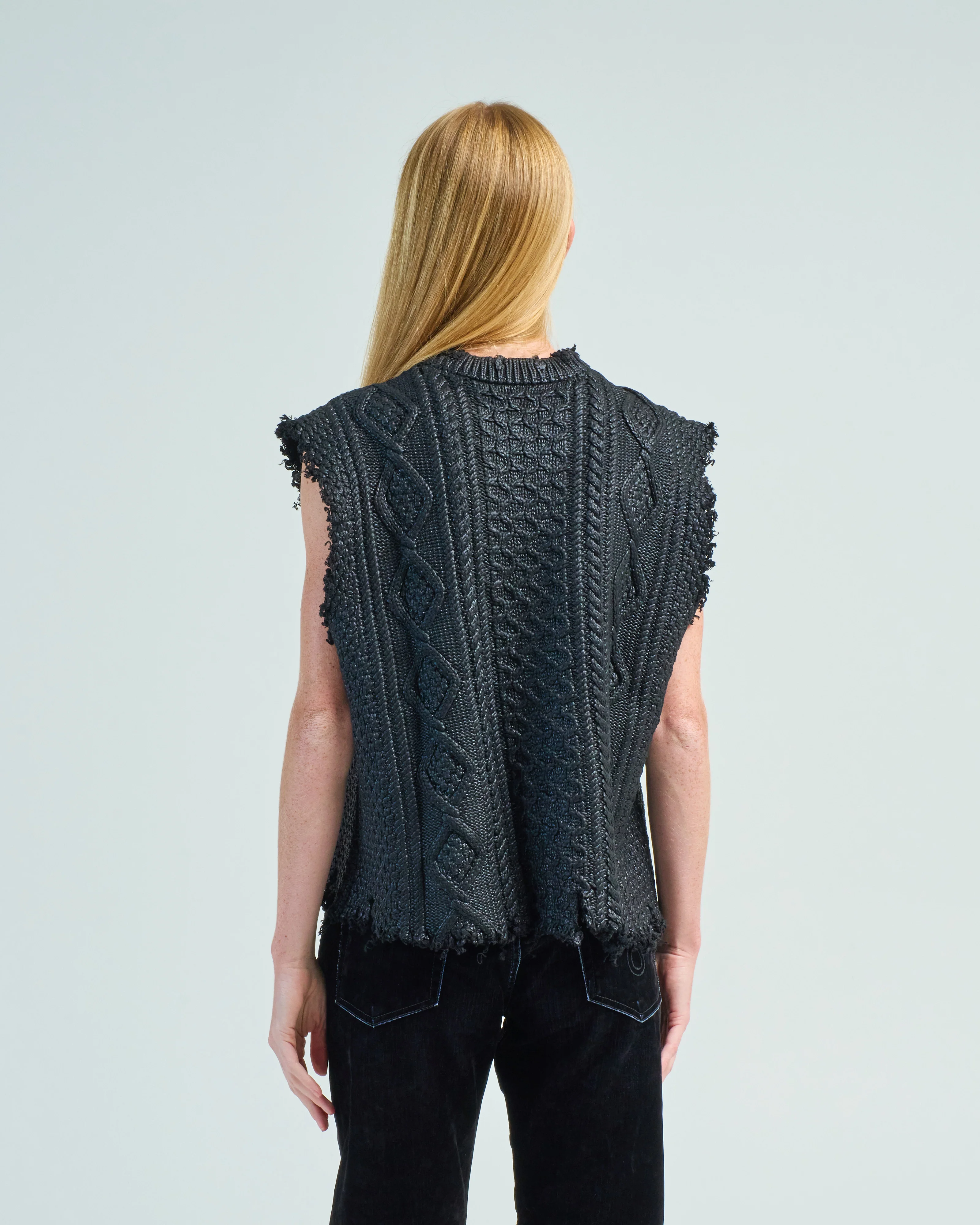 boyfriend cable sweater vest - Image 4