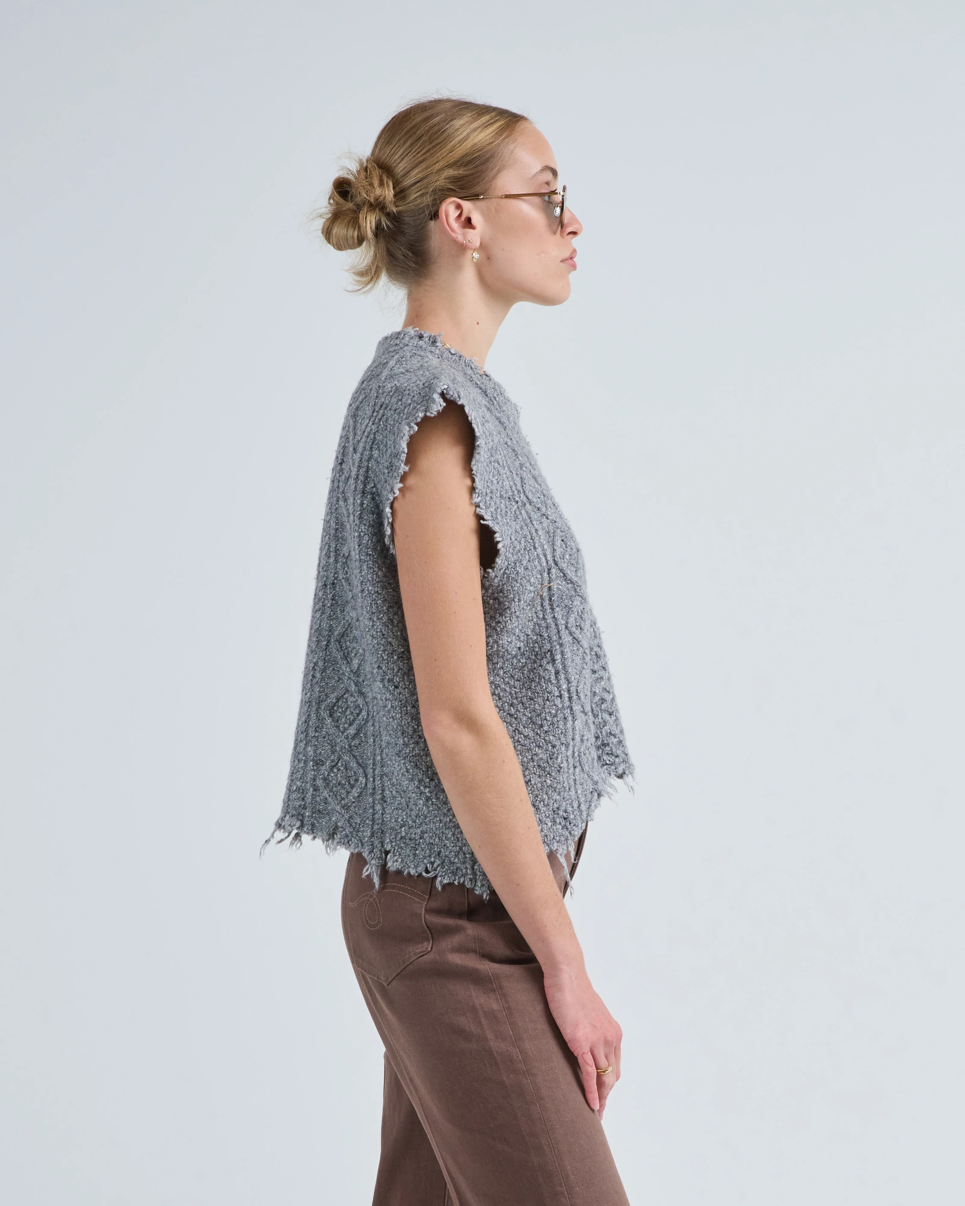 boyfriend cable sweater vest - Image 3