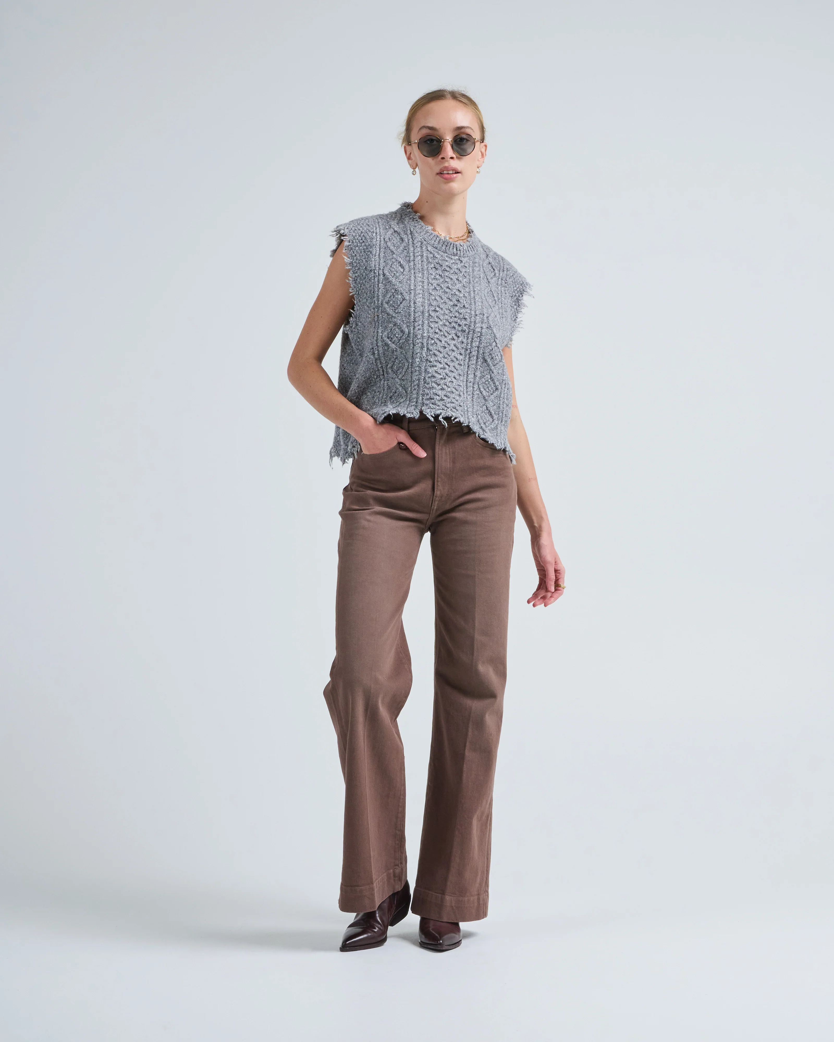 boyfriend cable sweater vest - Image 5