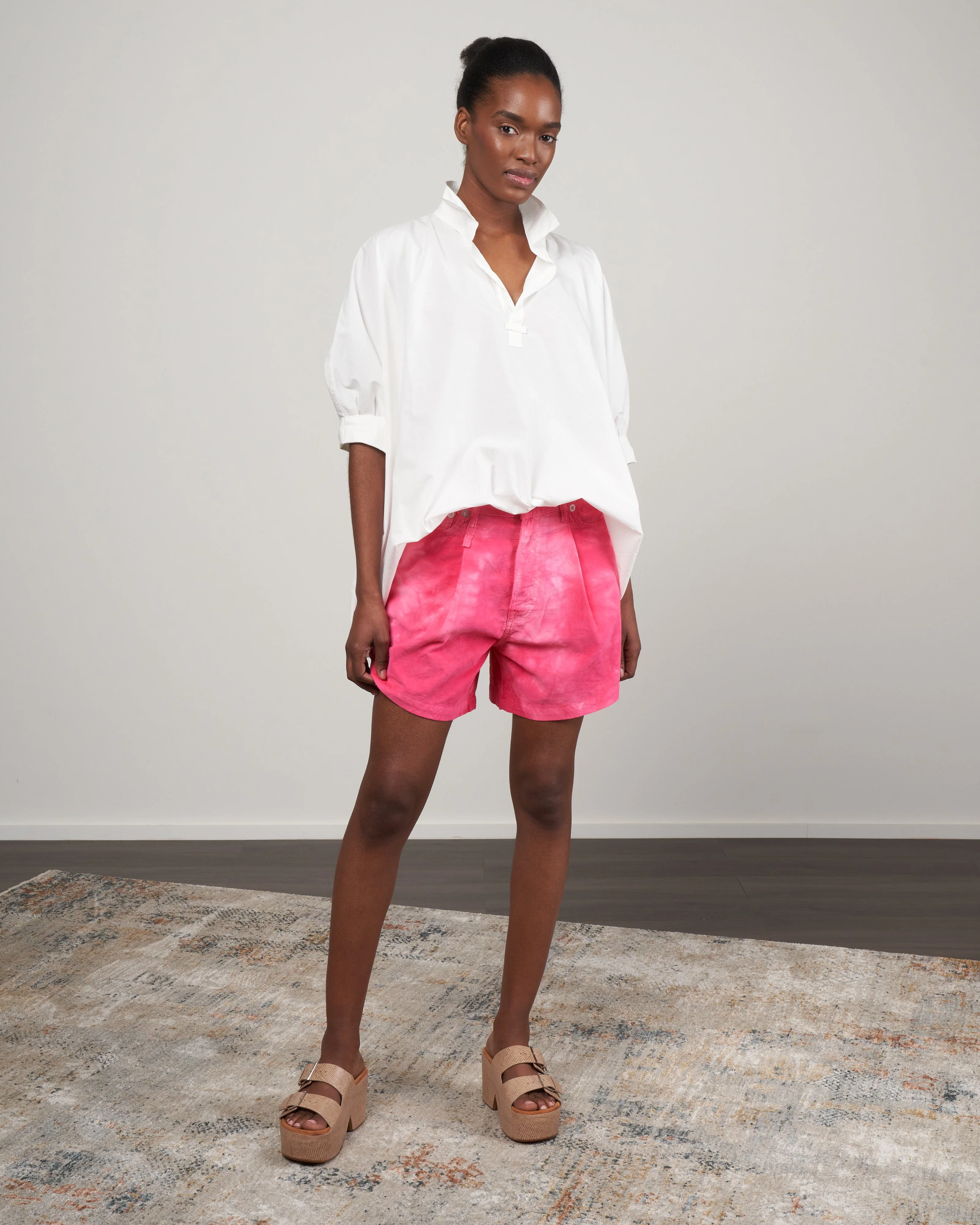 damon pleated short - fuchsia - Image 2