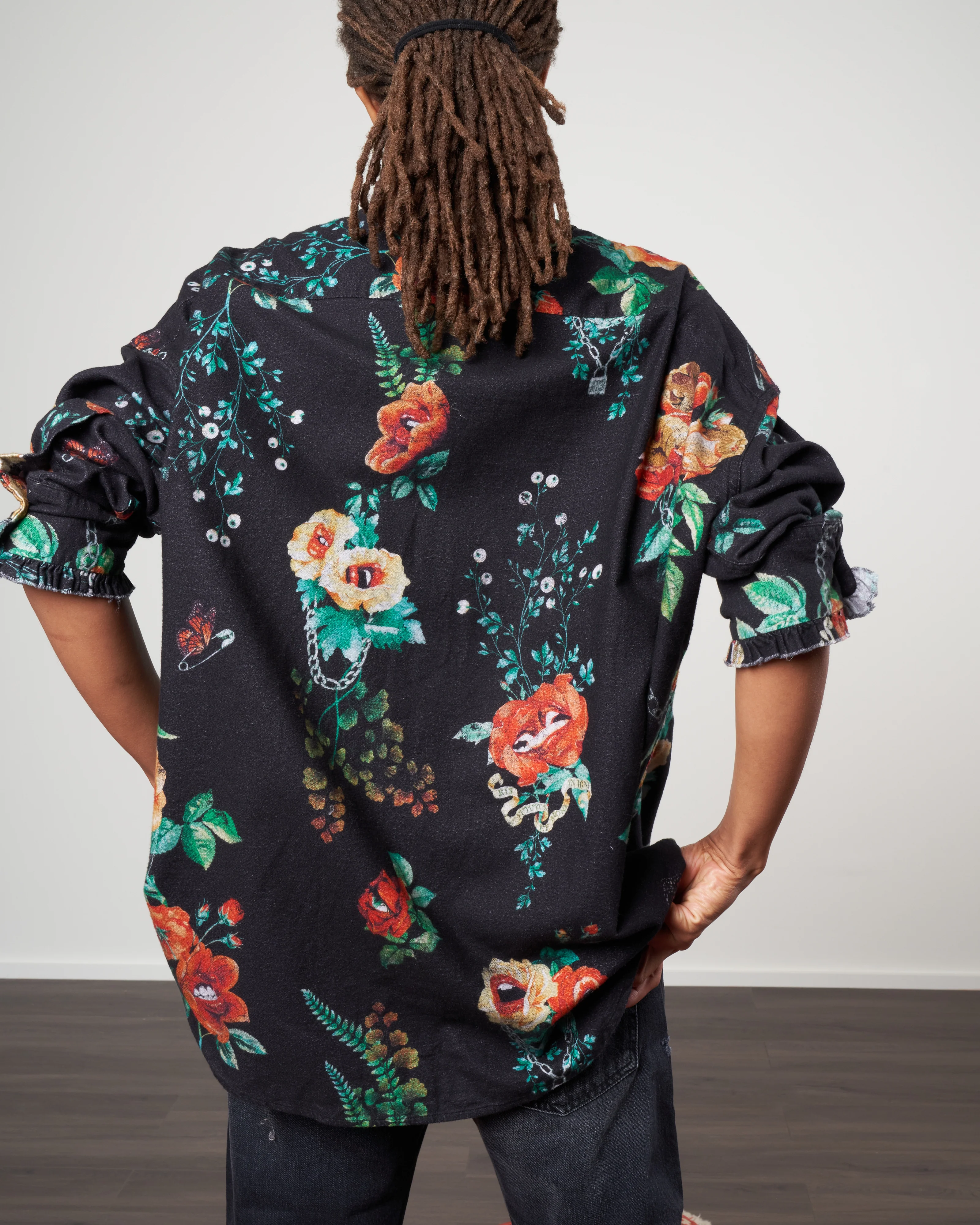 drop neck tuxedo shirt - black useless treasures - Image 4