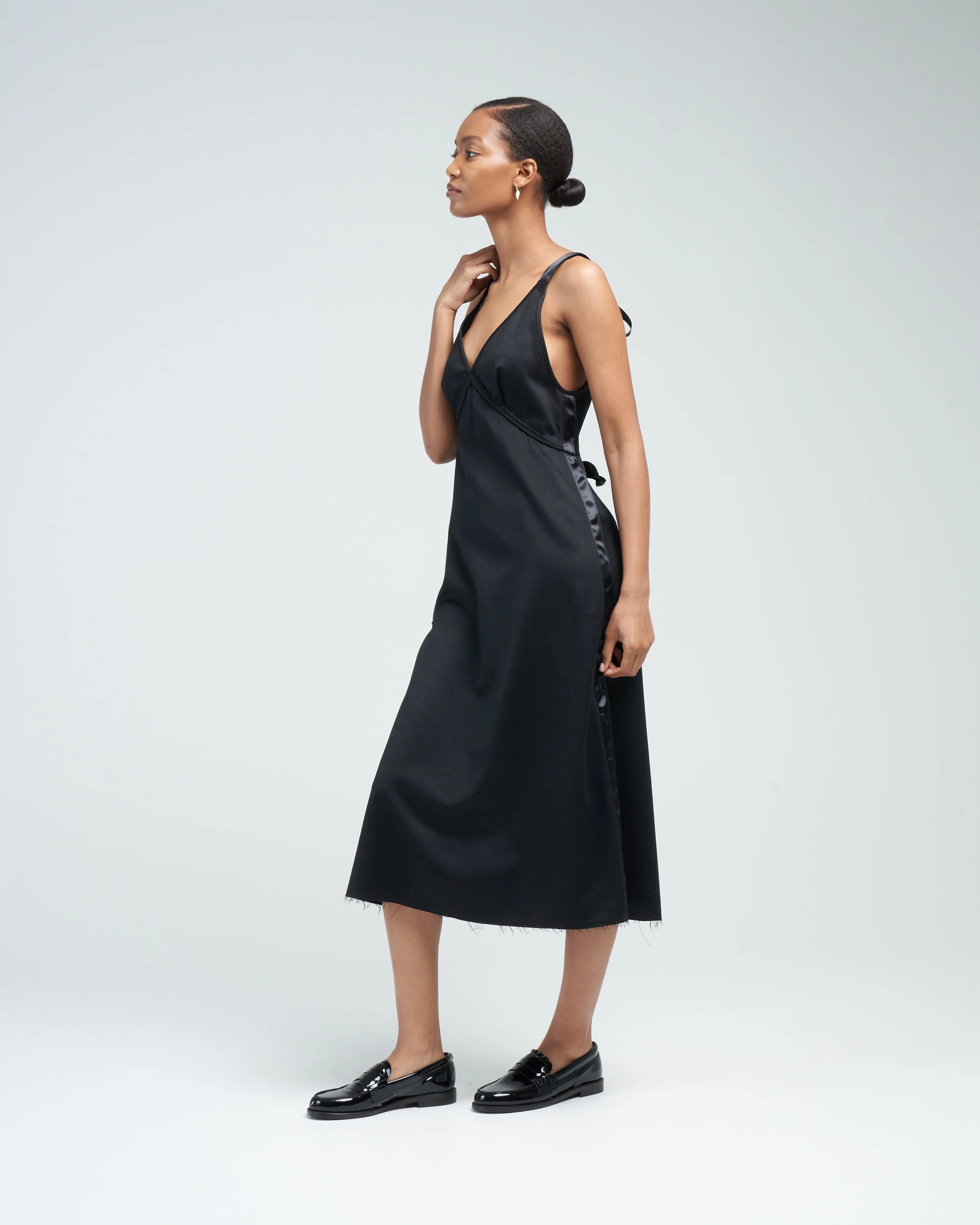 grunge slip with tapes - black w/ satin - Image 3