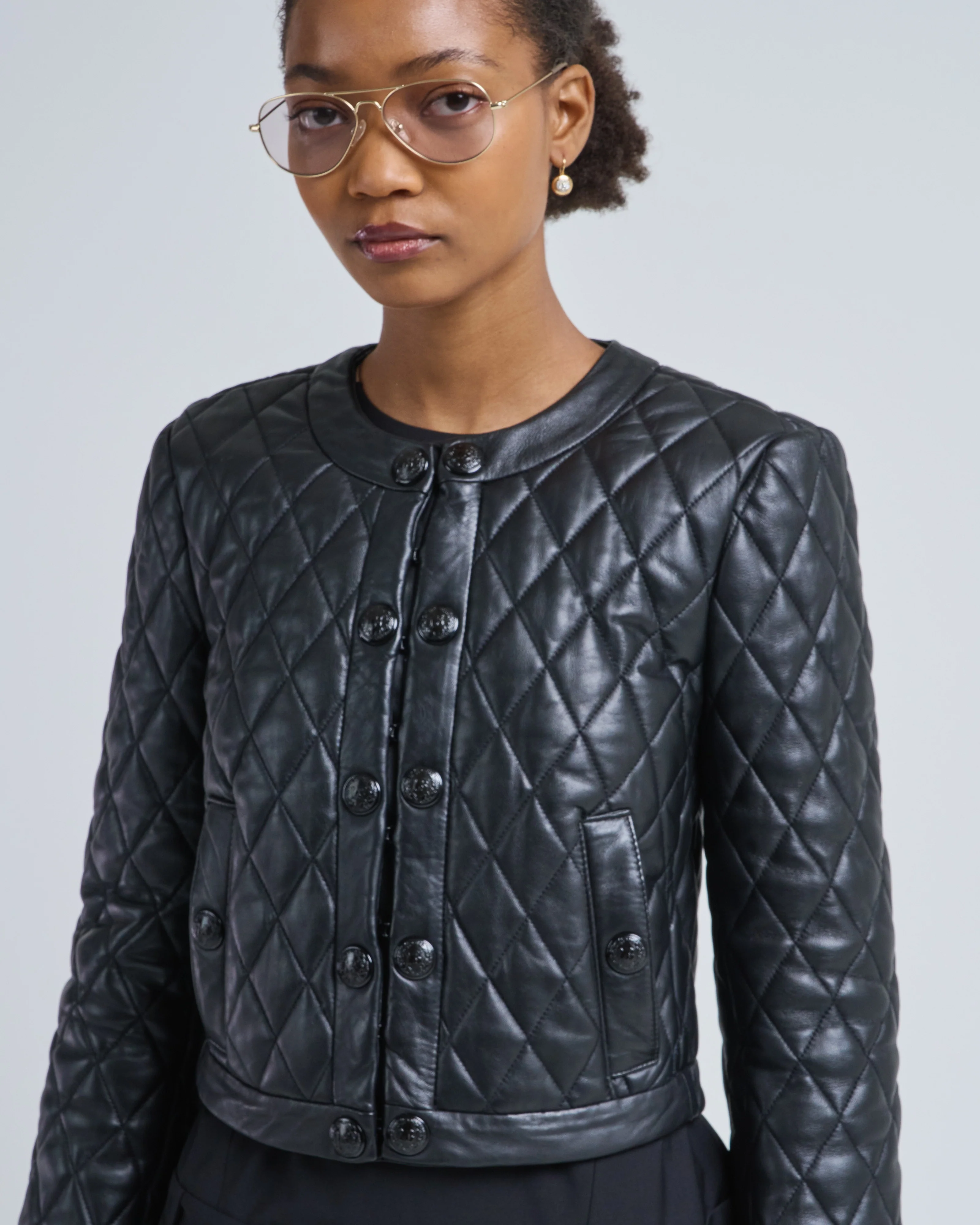 hook front leather jacket