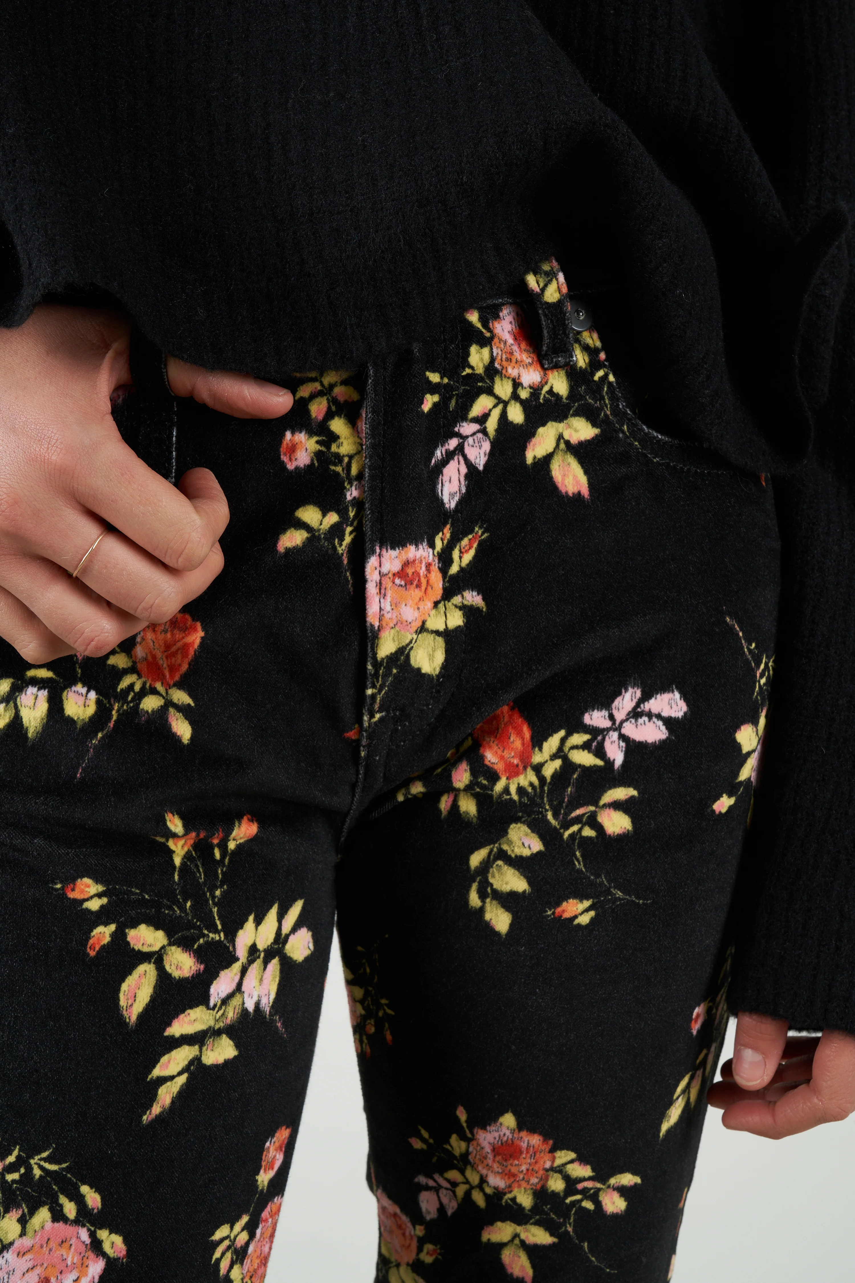 kick fit floral jean - black floral - Image 5