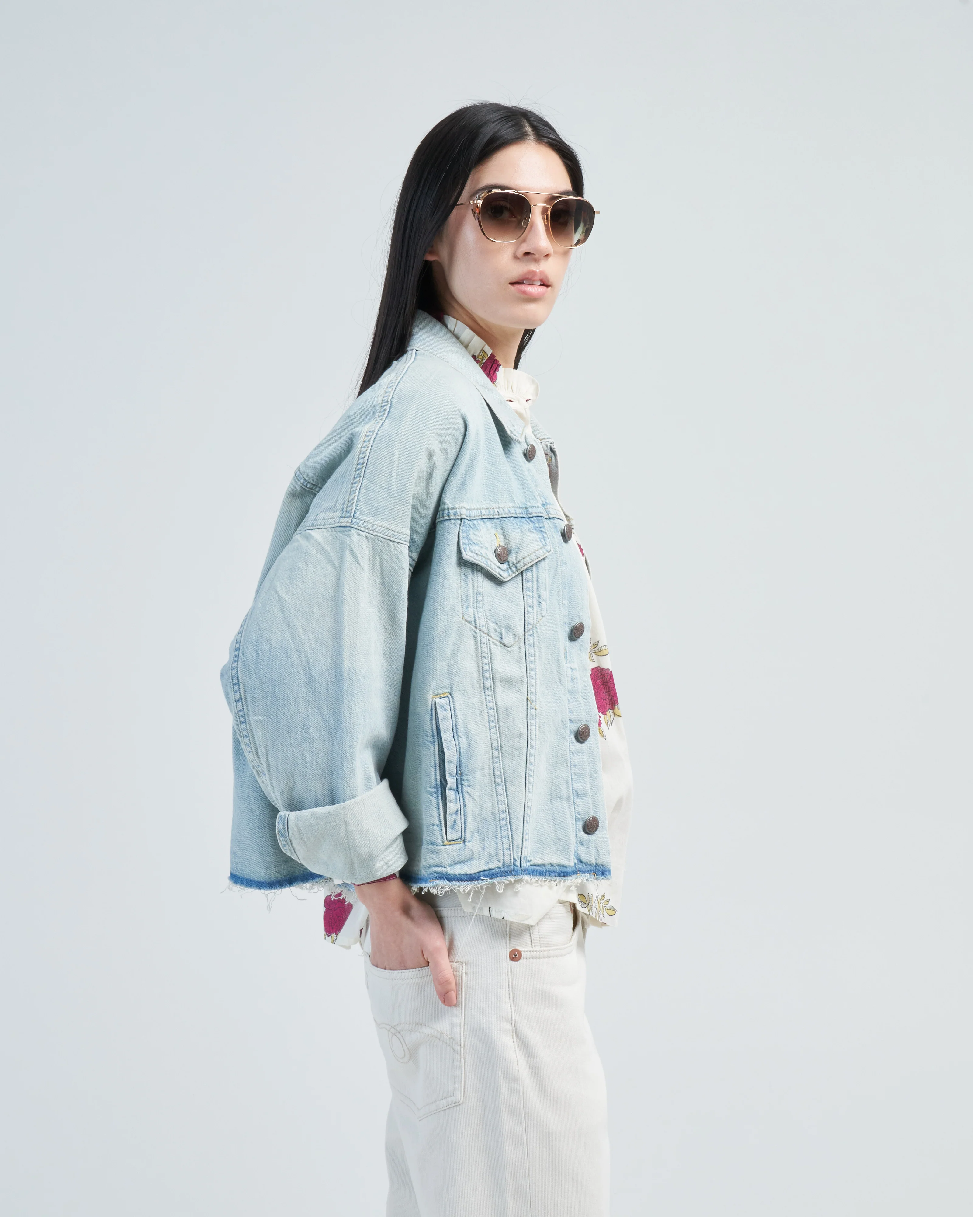 oversized cut-off trucker jacket - Image 2