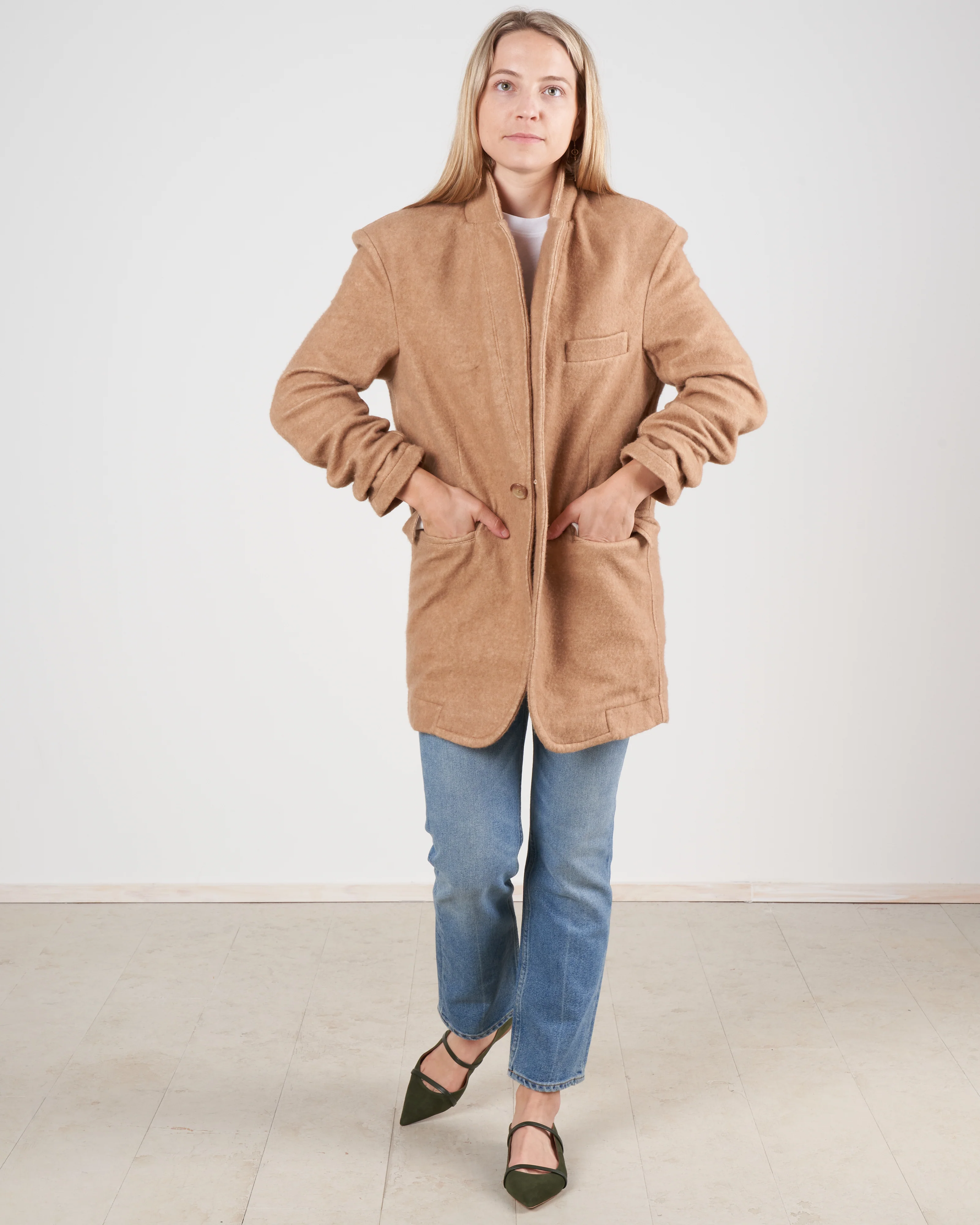 oversized ragged blazer - camel - Image 2