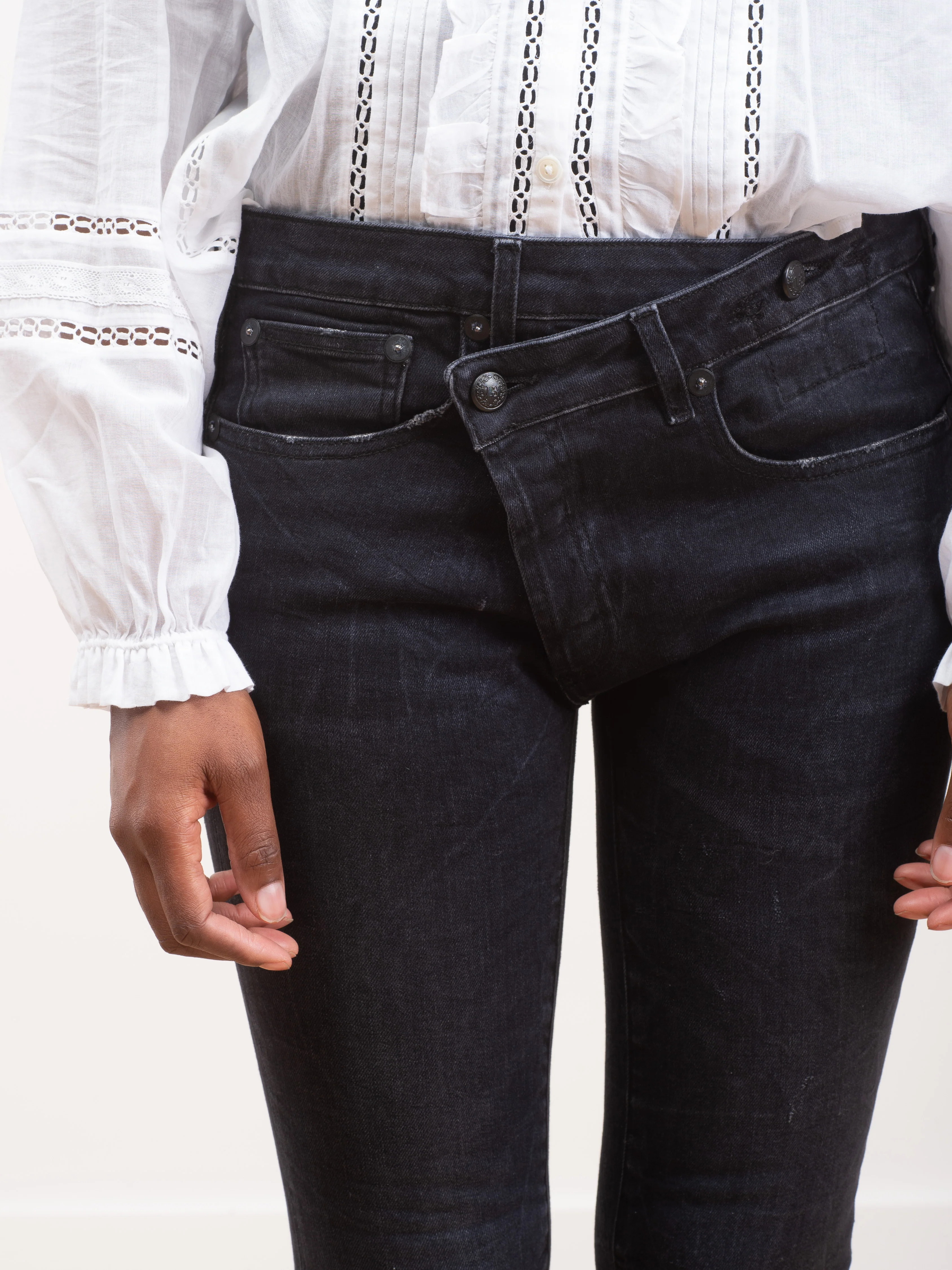 crossover skinny jeans - black marble - Image 6