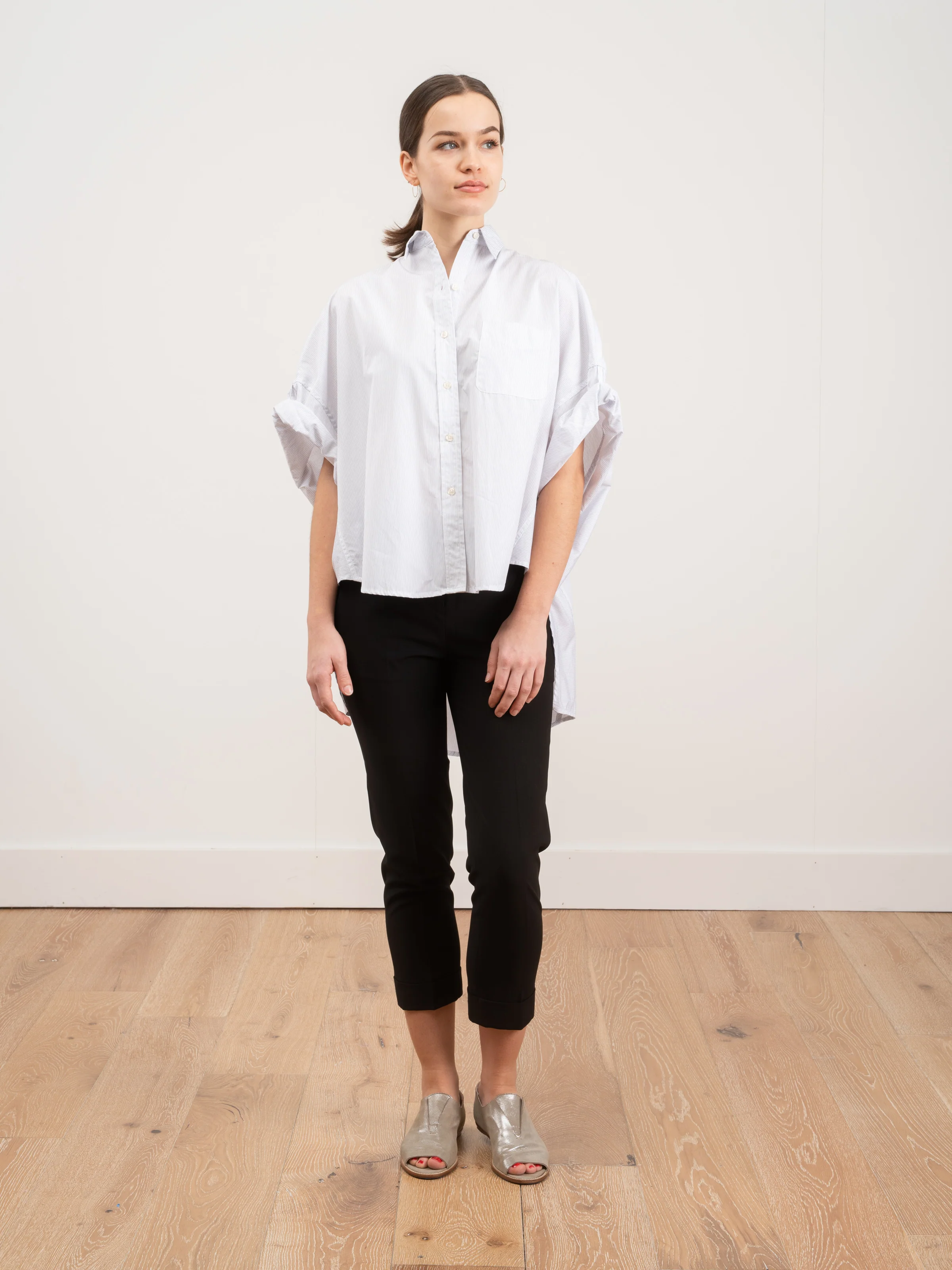 roll sleeve shirt - pinstripe - Image 2