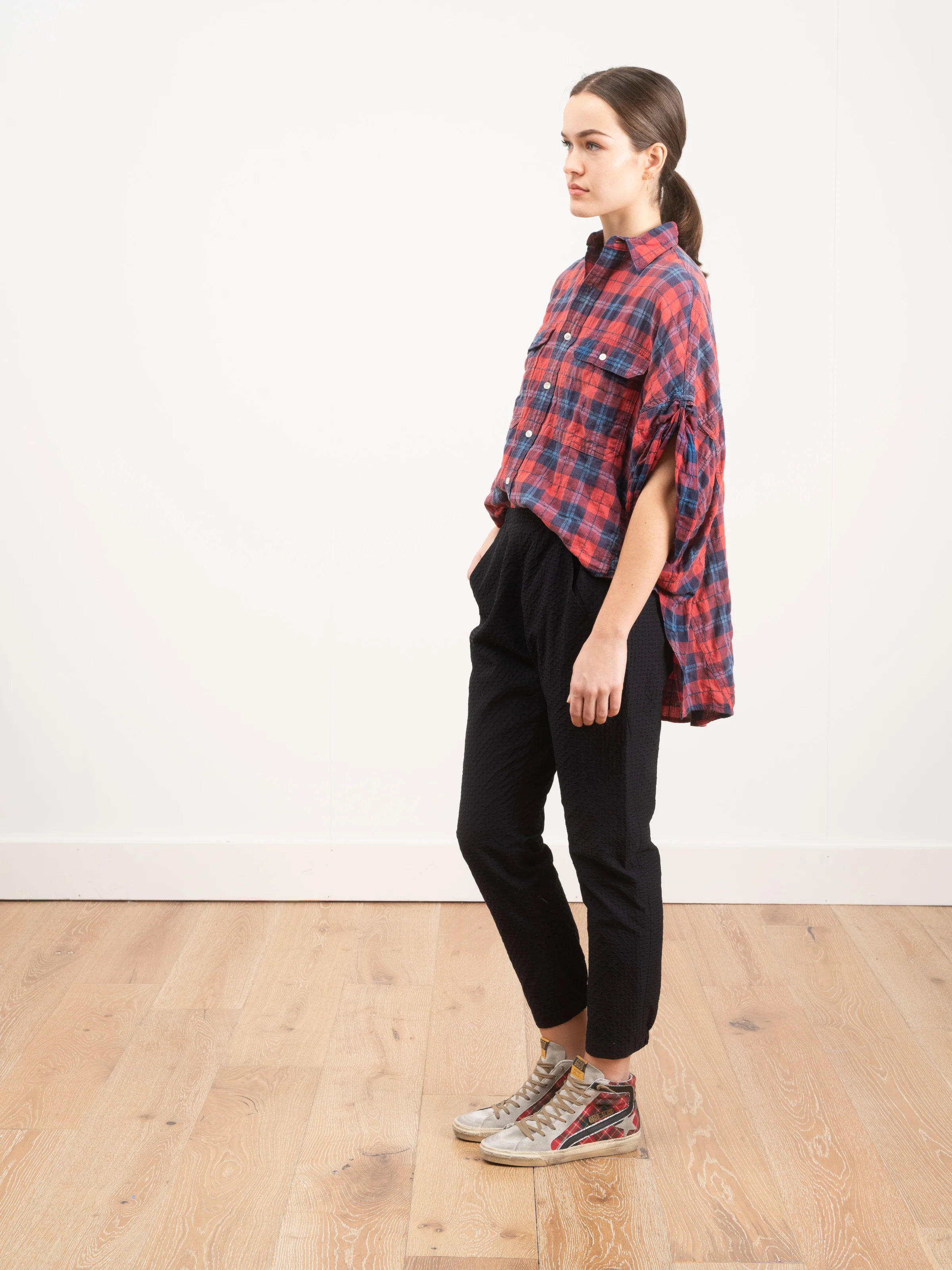 roll sleeve shirt - plaid - Image 2