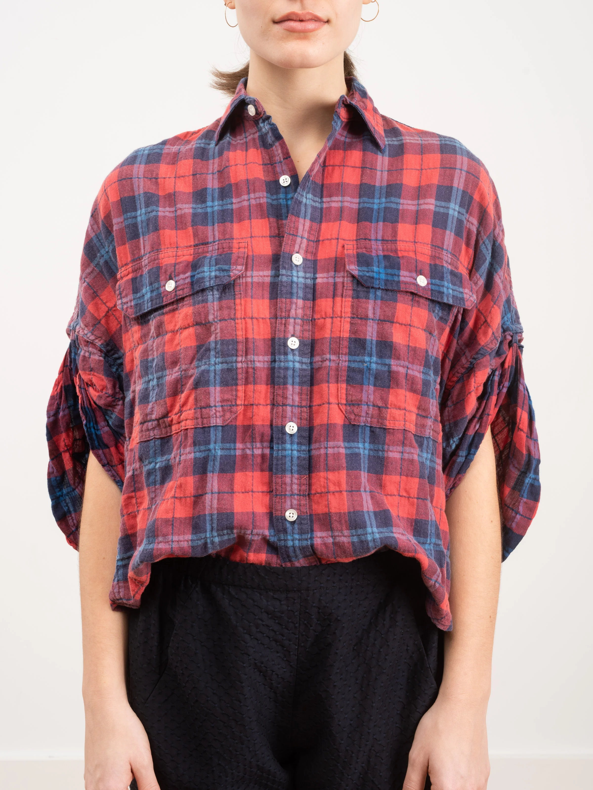 roll sleeve shirt - plaid - Image 4