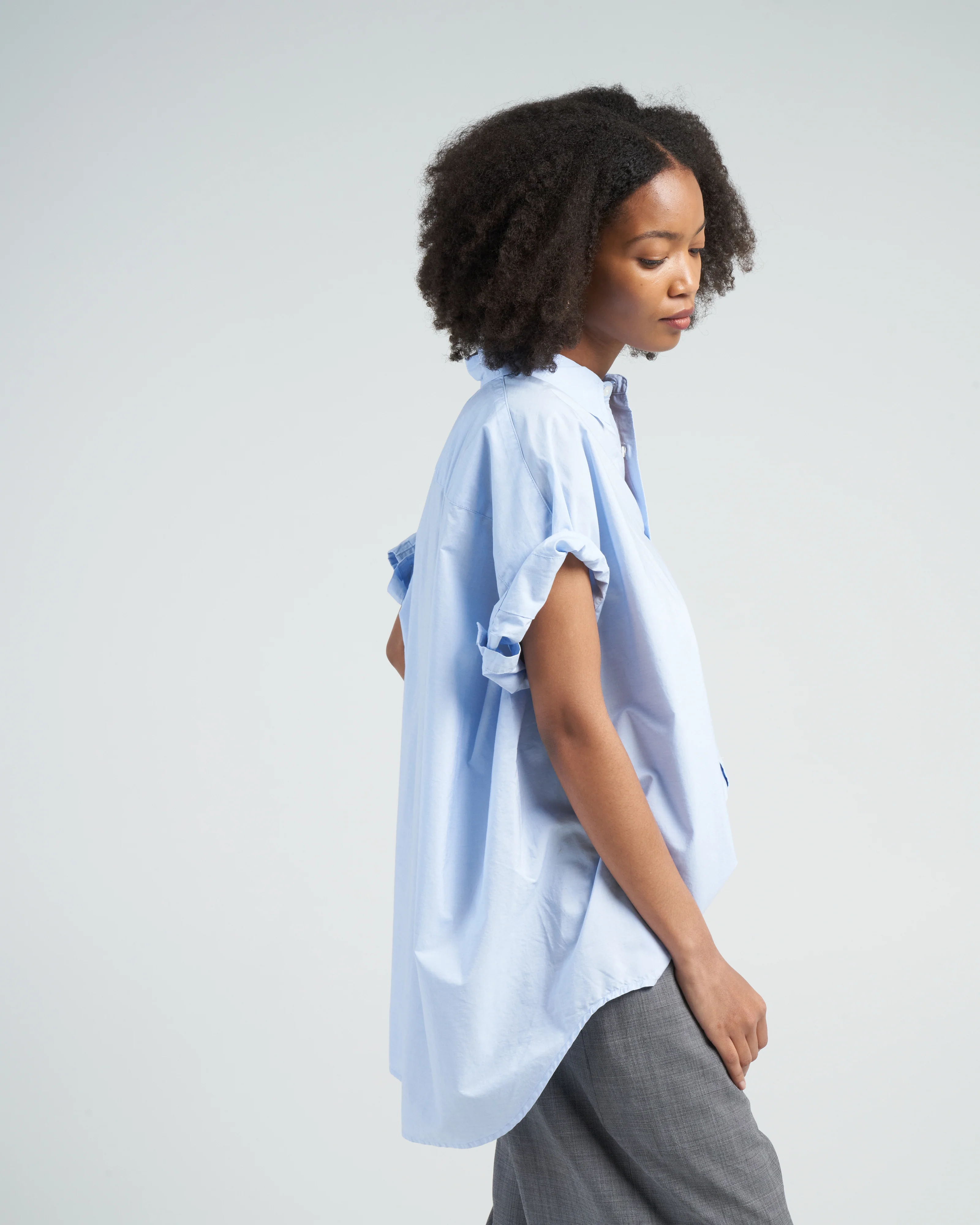 sleeveless boxy button-up shirt - eoe blue - Image 3