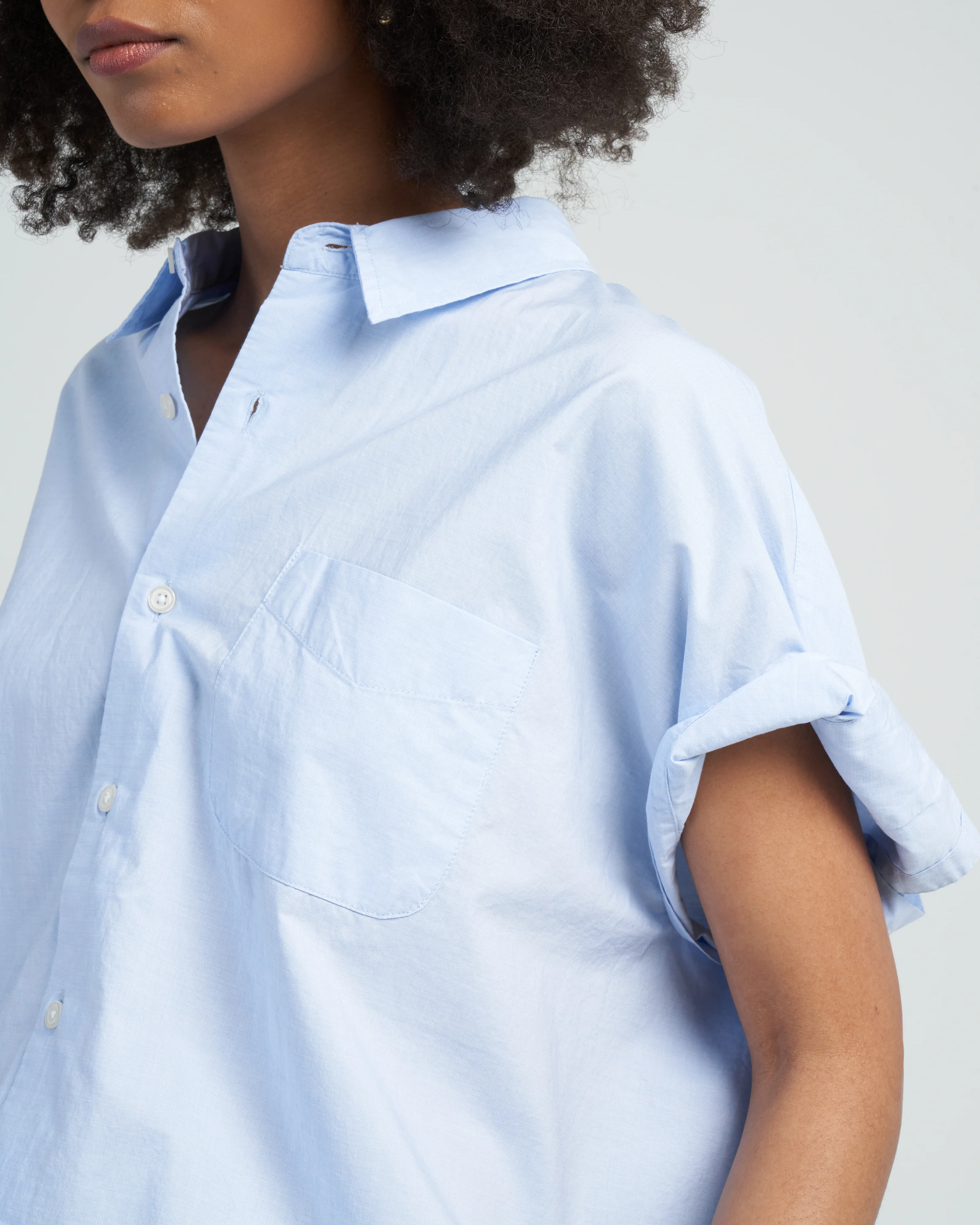sleeveless boxy button-up shirt - eoe blue - Image 5