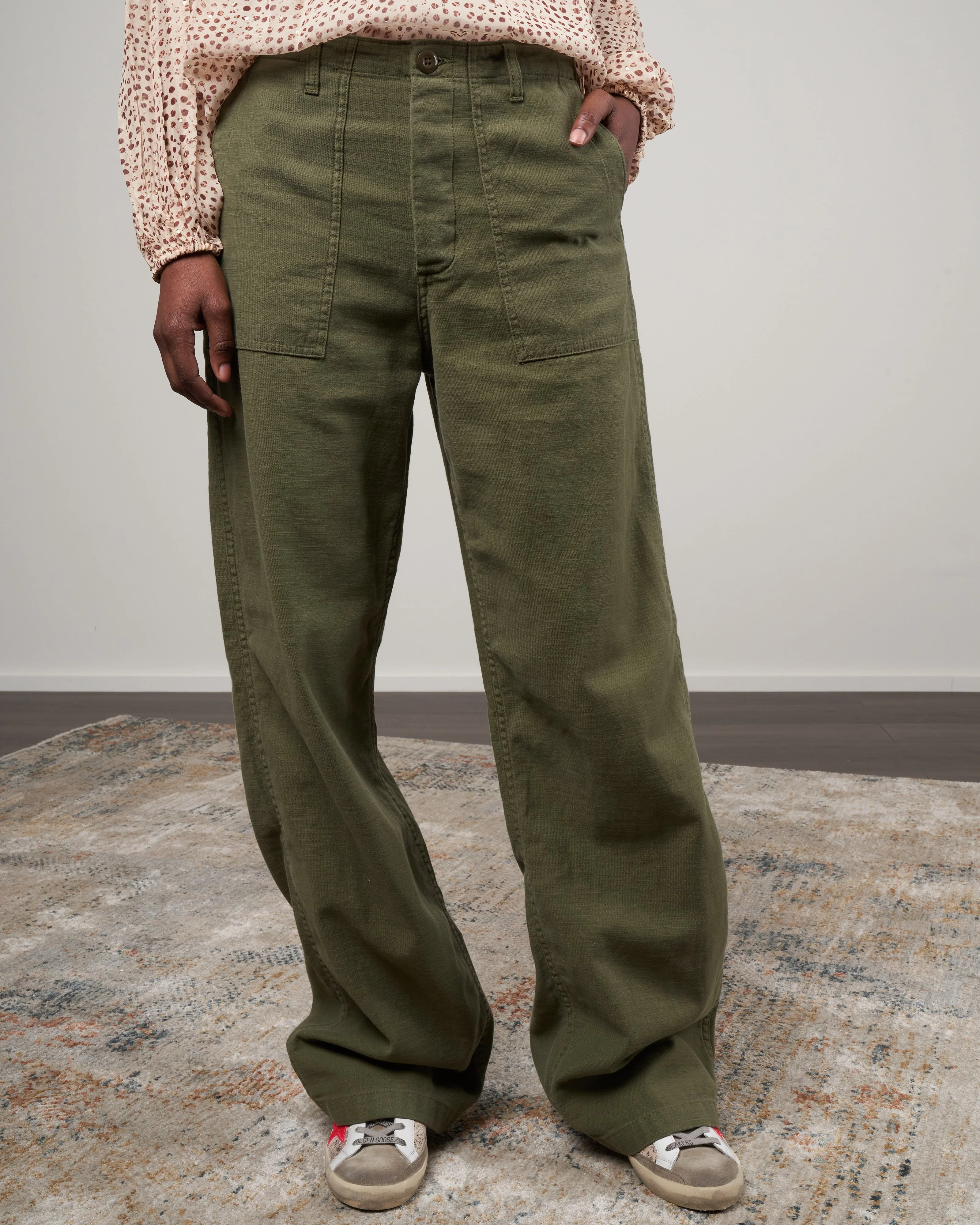 wide leg utility pant - olive