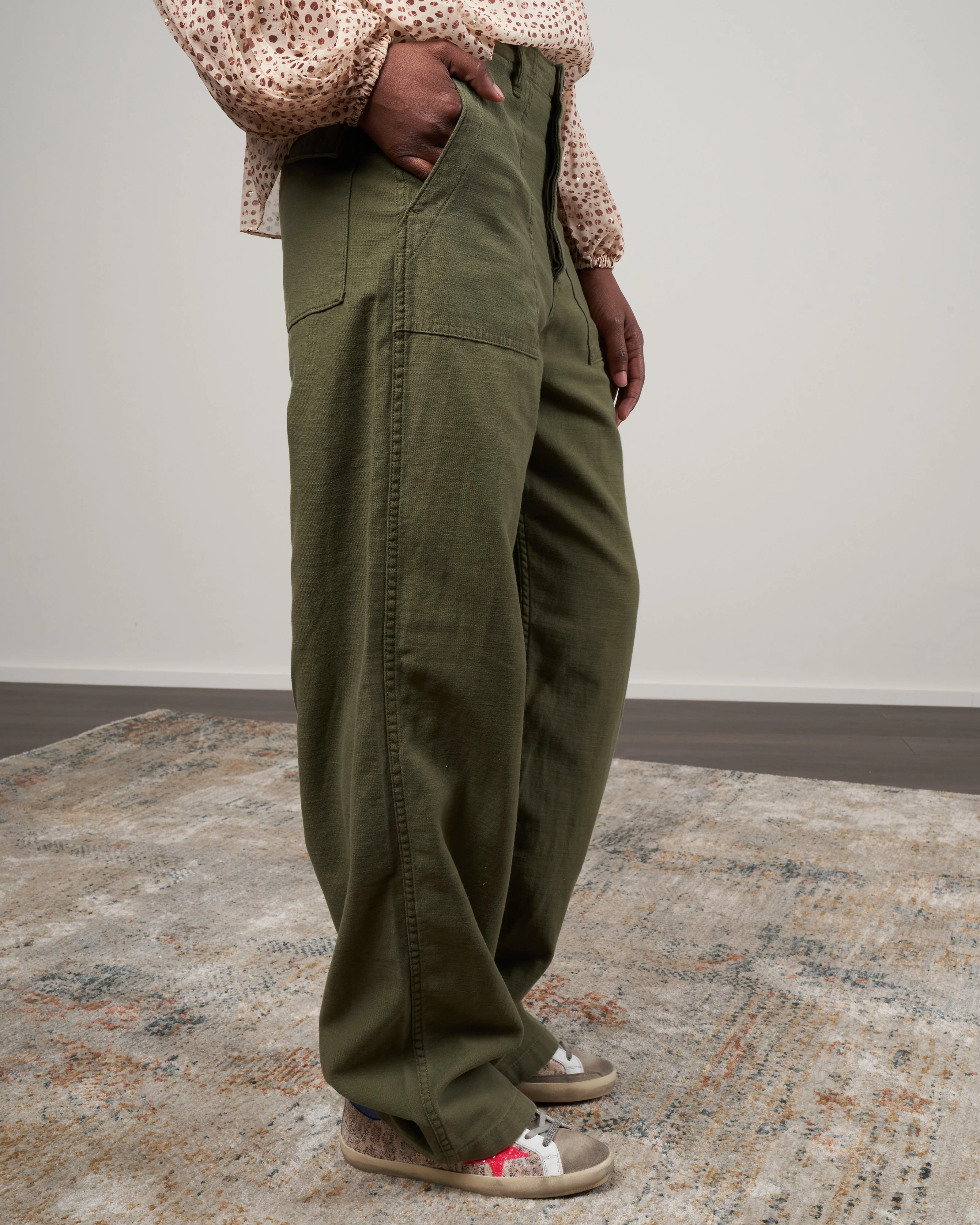 wide leg utility pant - olive - Image 3